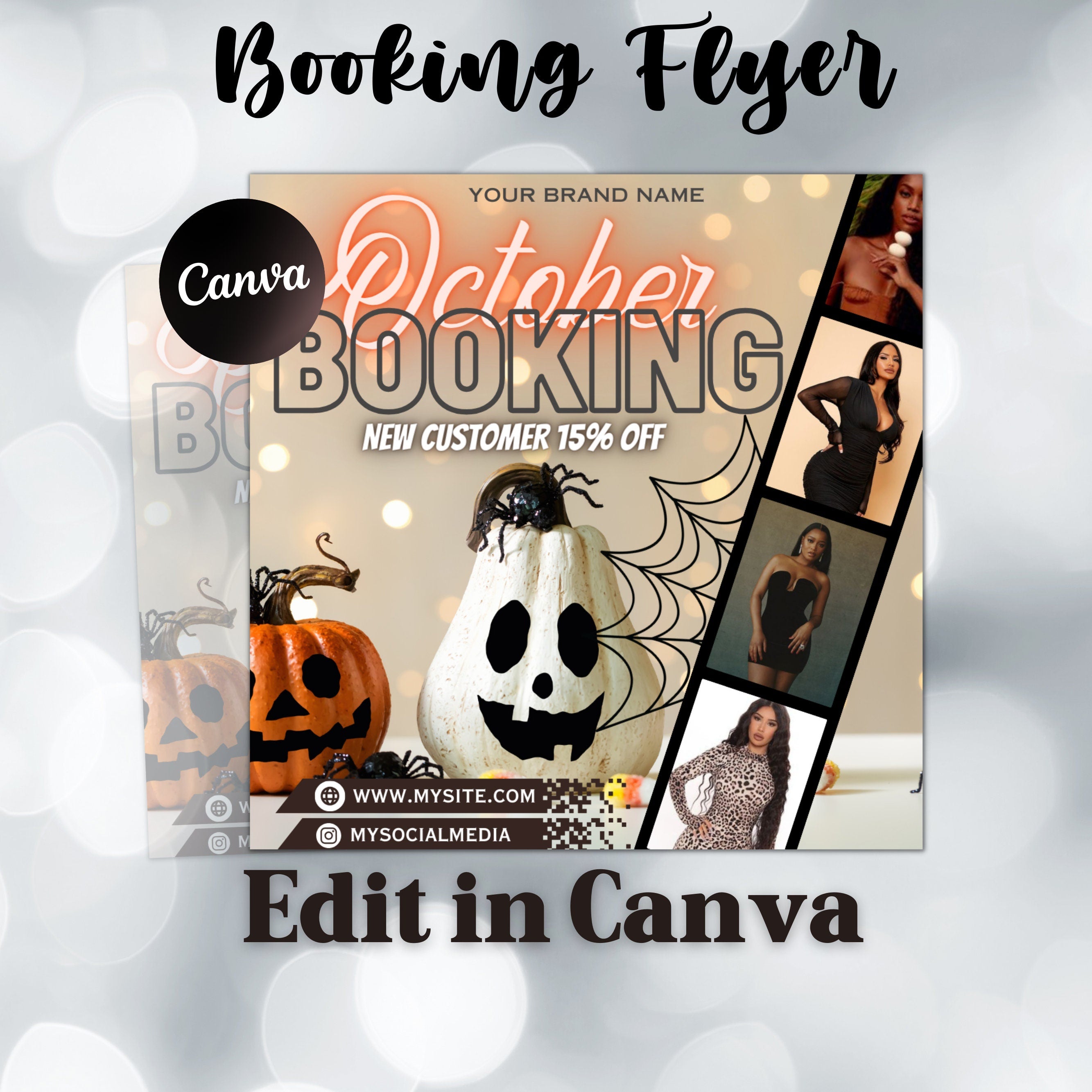 October Booking Flyer, Appointment Flyer, Book Now Flyer, Halloween Flyer, Beauty Flyer, Social Media Flyer, Canva Flyer Template