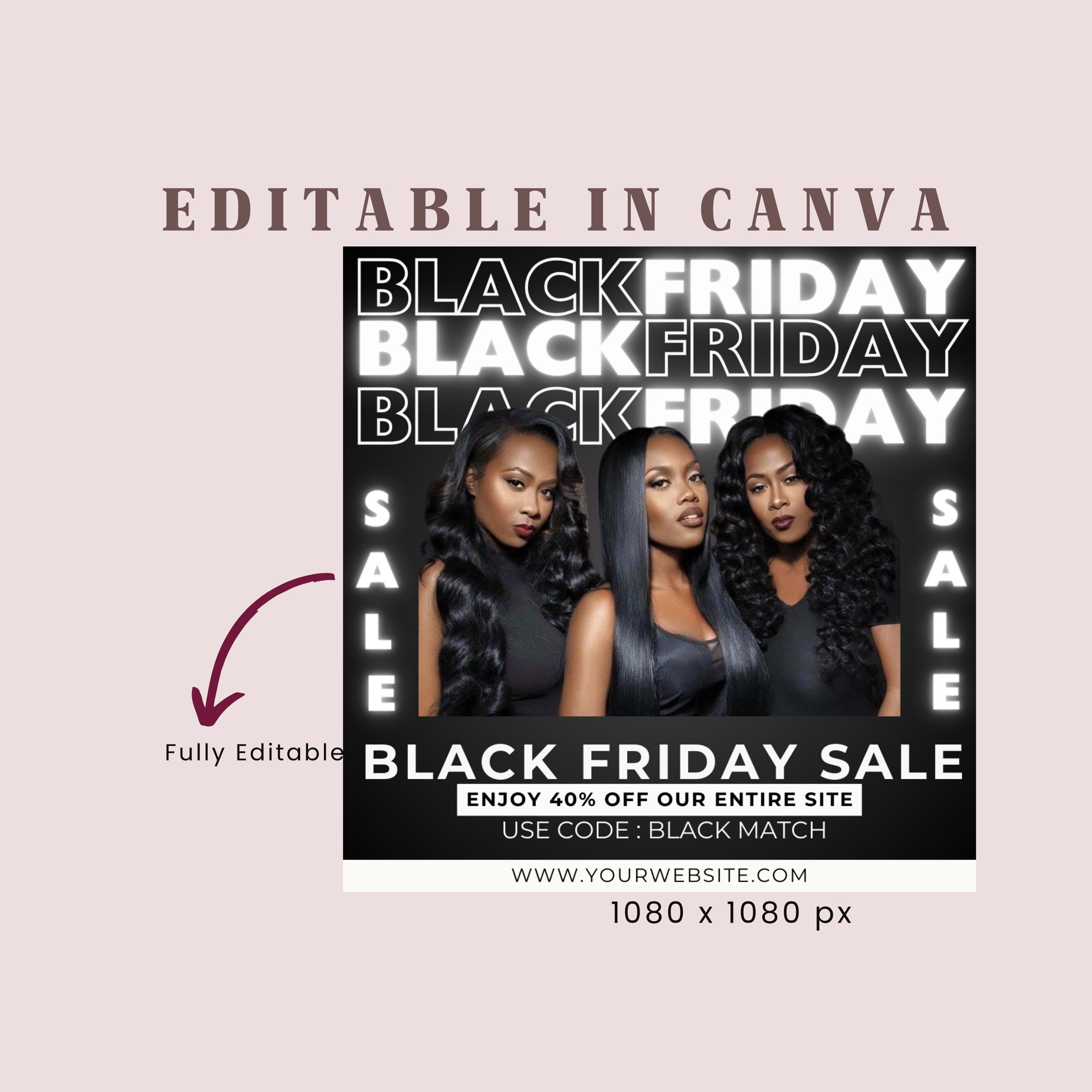 Black Friday Flyer, Black Friday Sale Flyer, Black Friday Hair flyer, Black Friday Wig Flyer, Social Media Flyer, Black Friday Flyer Canva