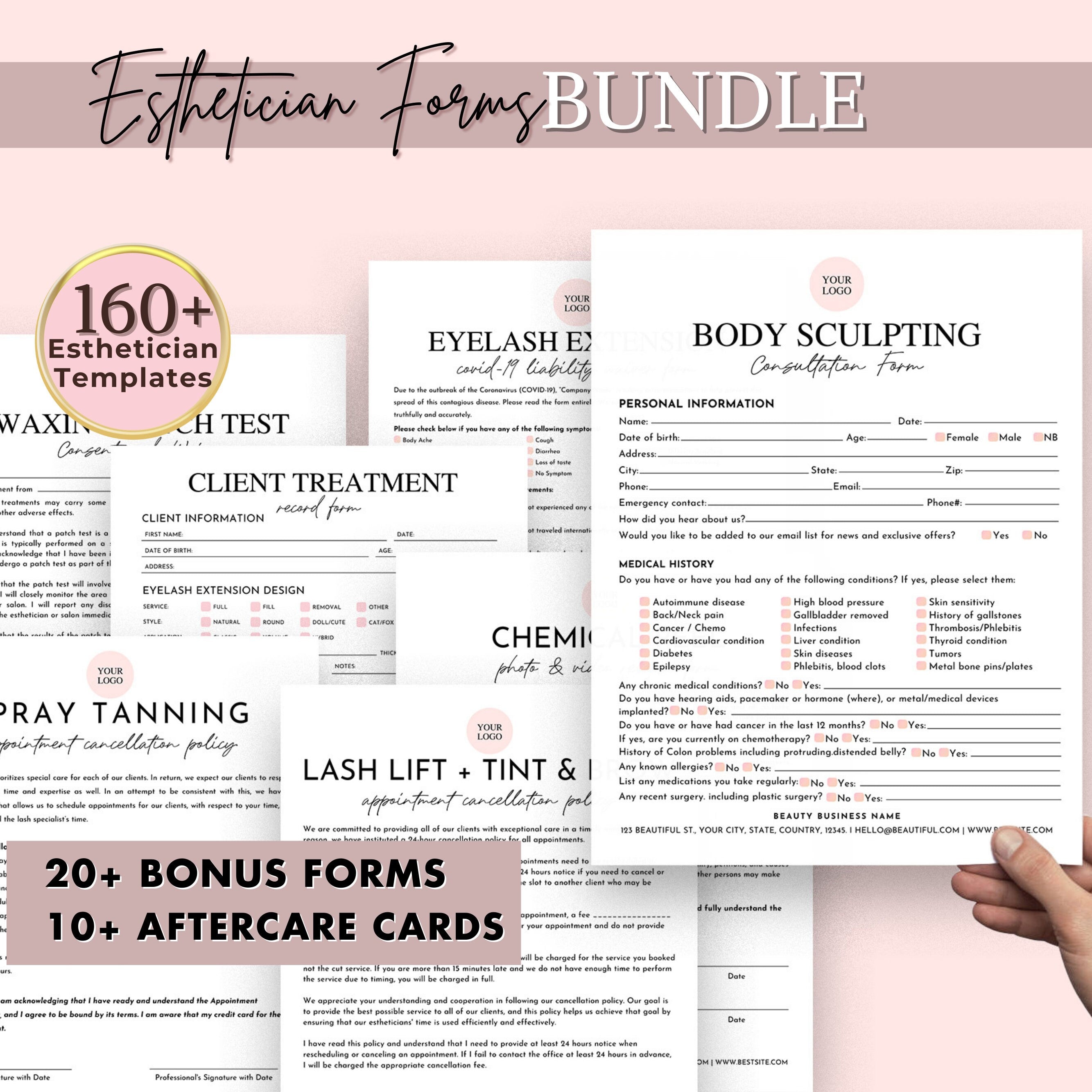 Mega Esthetician Forms Bundle, Day Spa Forms, Skincare Forms, Consultation Form, Client Intake Form, Esthetician Intake Forms, Esthetics