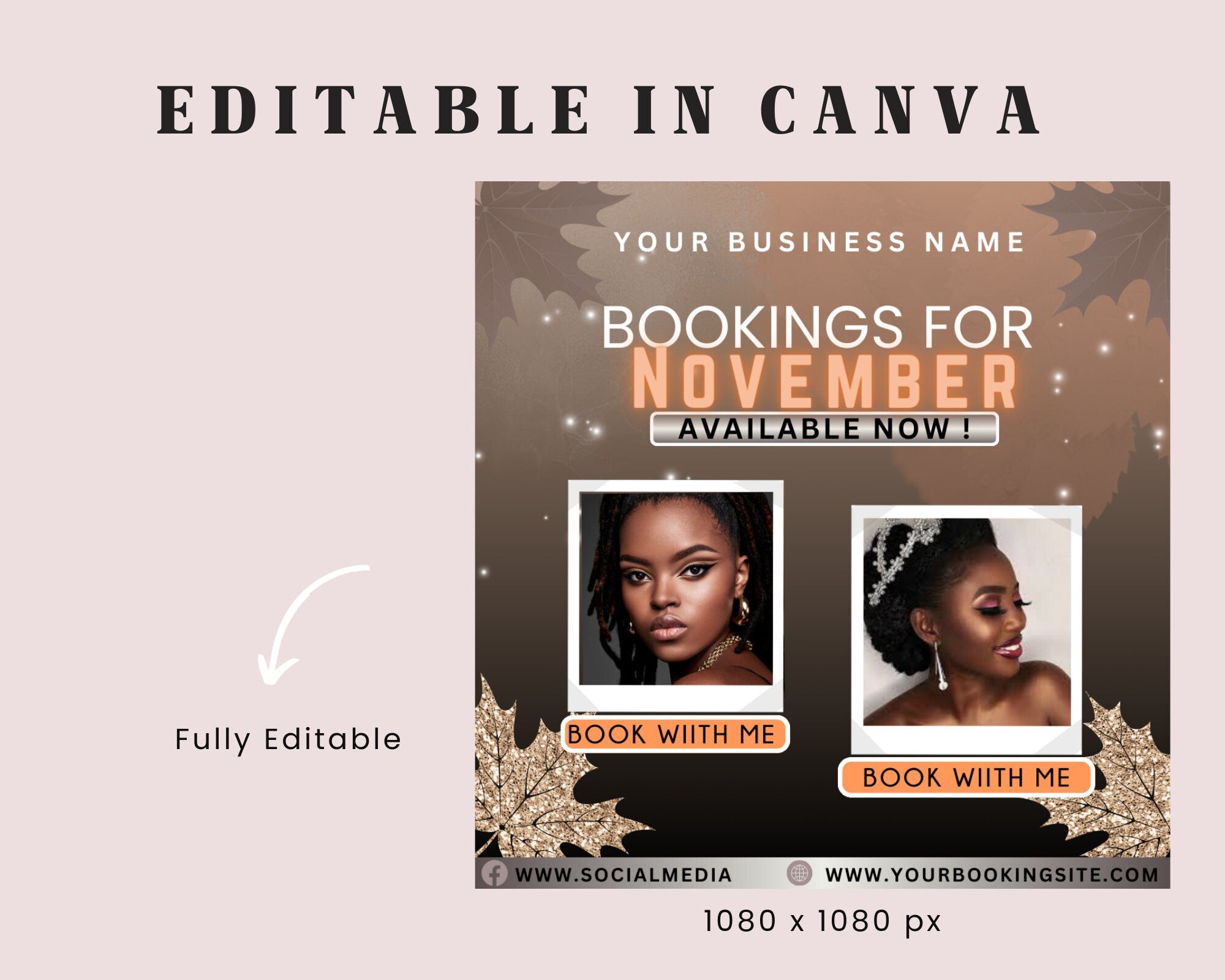 November Bookings Flyers, Fall Bookings Available, Appointment Flyer, November Calendar Flyer, Hair, Nails, Makeup Lashes Braids Wigs