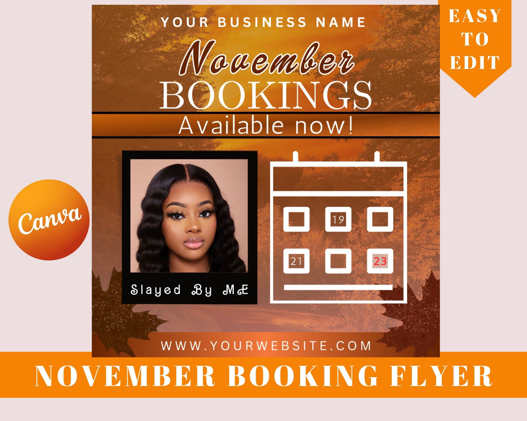 November Bookings Flyer, Fall Appointment Available Flyer, Book Now Appointments, Appointment Flyer, Hair, Nails, Makeup Lashes Braids Wigs