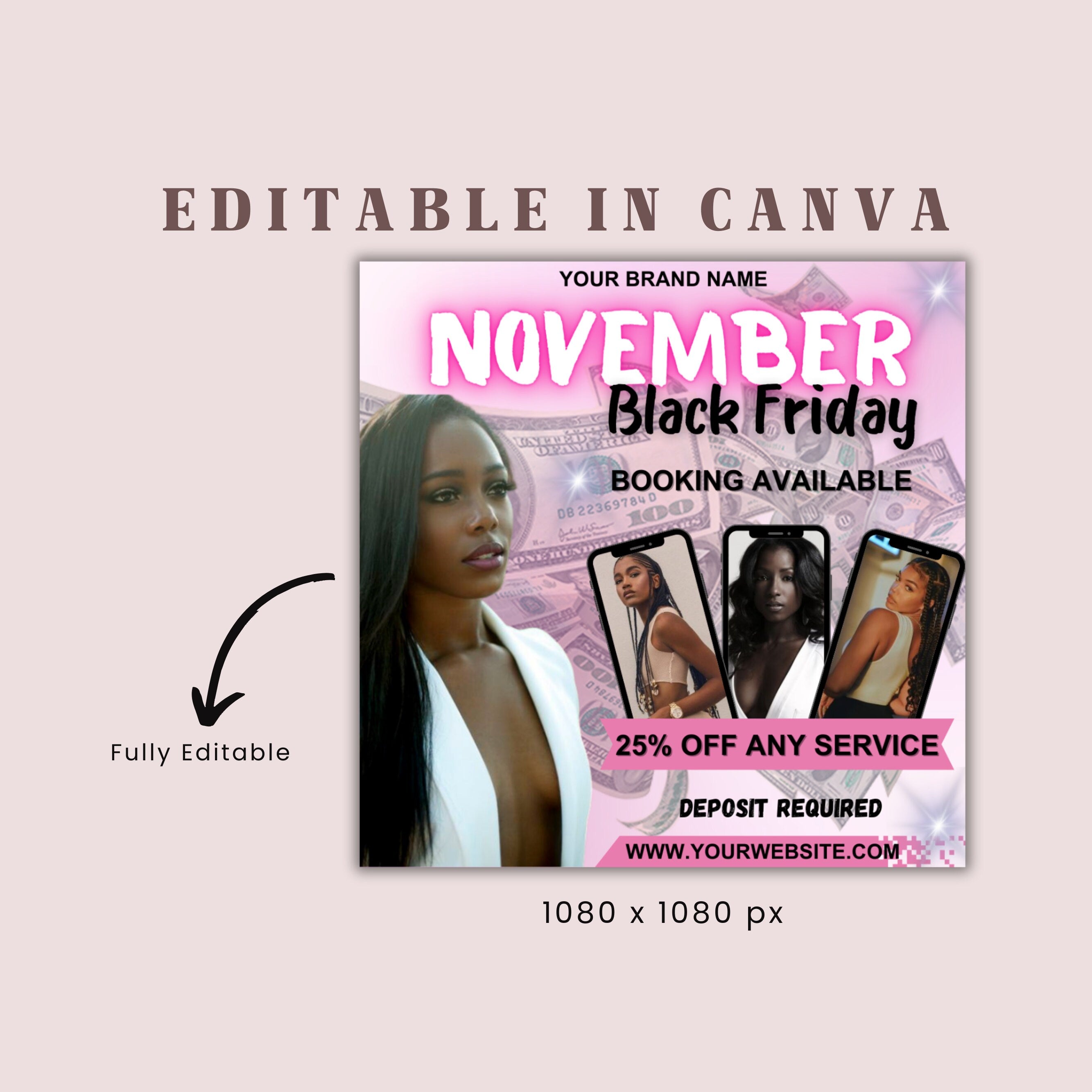 November Black Friday Booking Flyer, DIY Flyer Template Design, November Booking Flyer, Cyber Monday Deals, Booking Flyer, Beauty Flyer