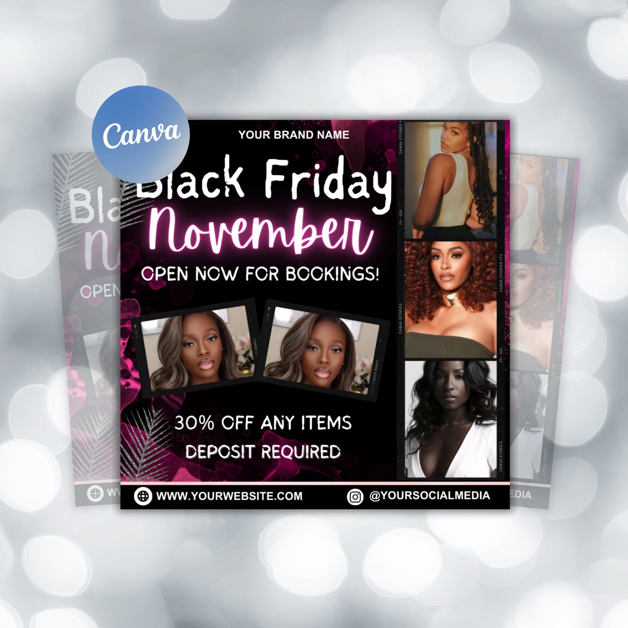 Black Friday Bookings Flyer, November Booking Flyer, DIY Flyer Template Design, Cyber Monday Deals, Booking Flyer, Premade Beauty Flyer