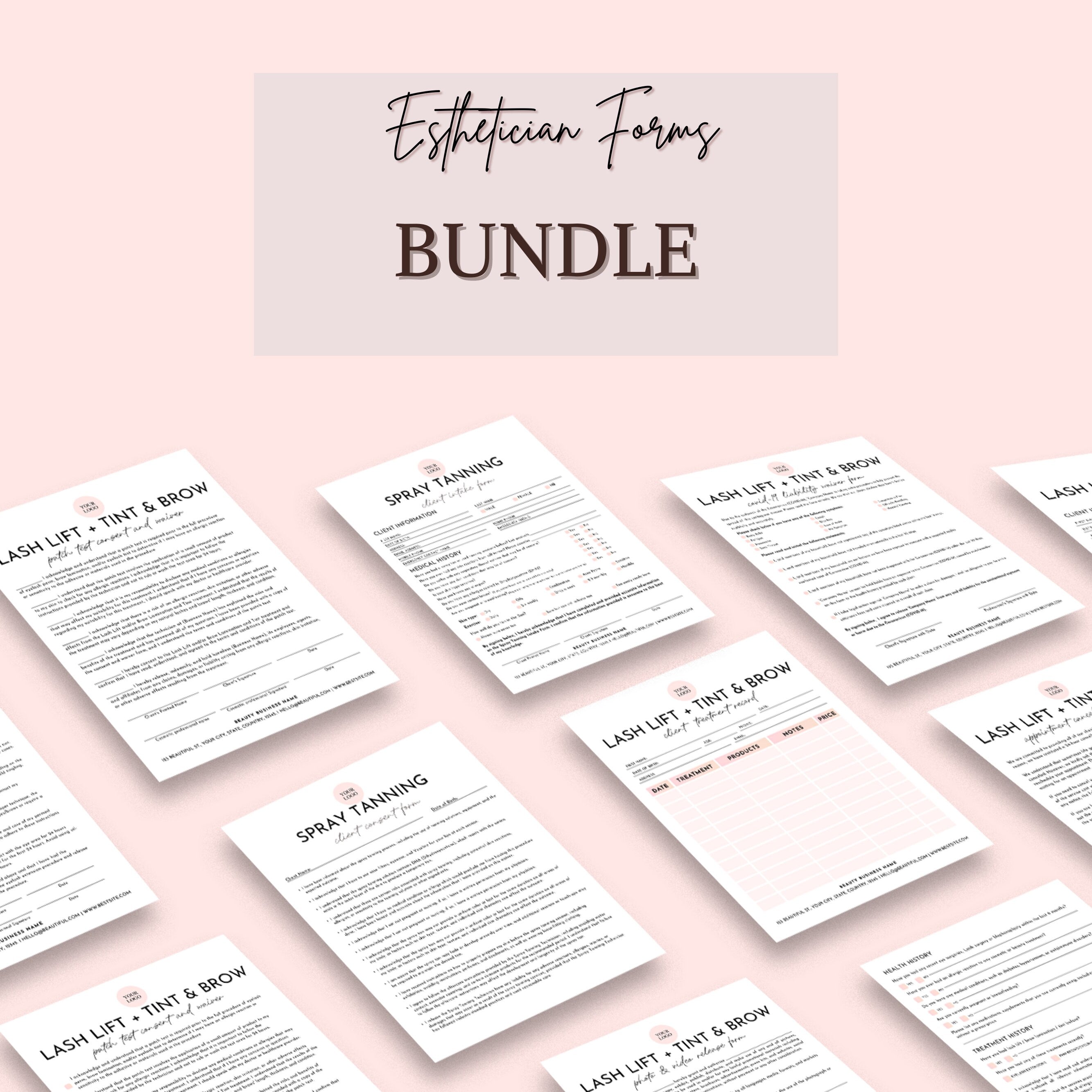 Mega Esthetician Forms Bundle, Day Spa Forms, Skincare Forms, Consultation Form, Client Intake Form, Esthetician Intake Forms, Esthetics