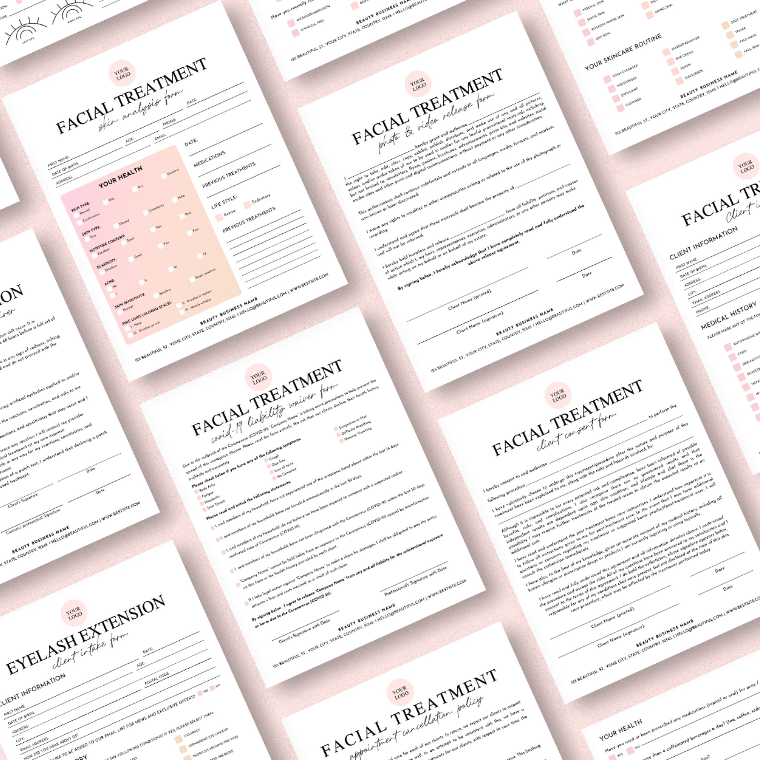 Mega Esthetician Forms Bundle, Day Spa Forms, Skincare Forms, Consultation Form, Client Intake Form, Esthetician Intake Forms, Esthetics