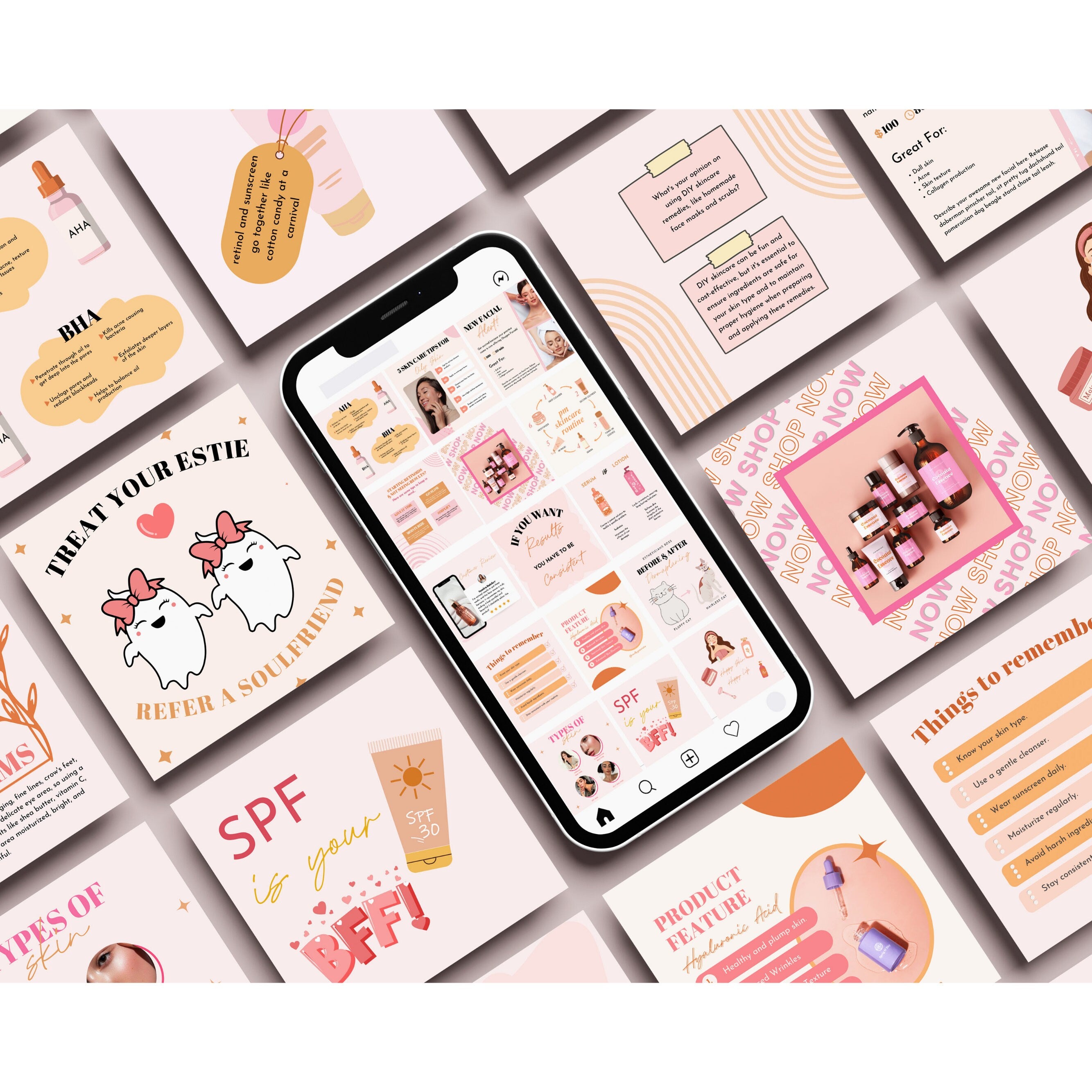 Esthetician Instagram Templates For Skincare Social Media | Esthetician Story Covers, Beauty Highlights