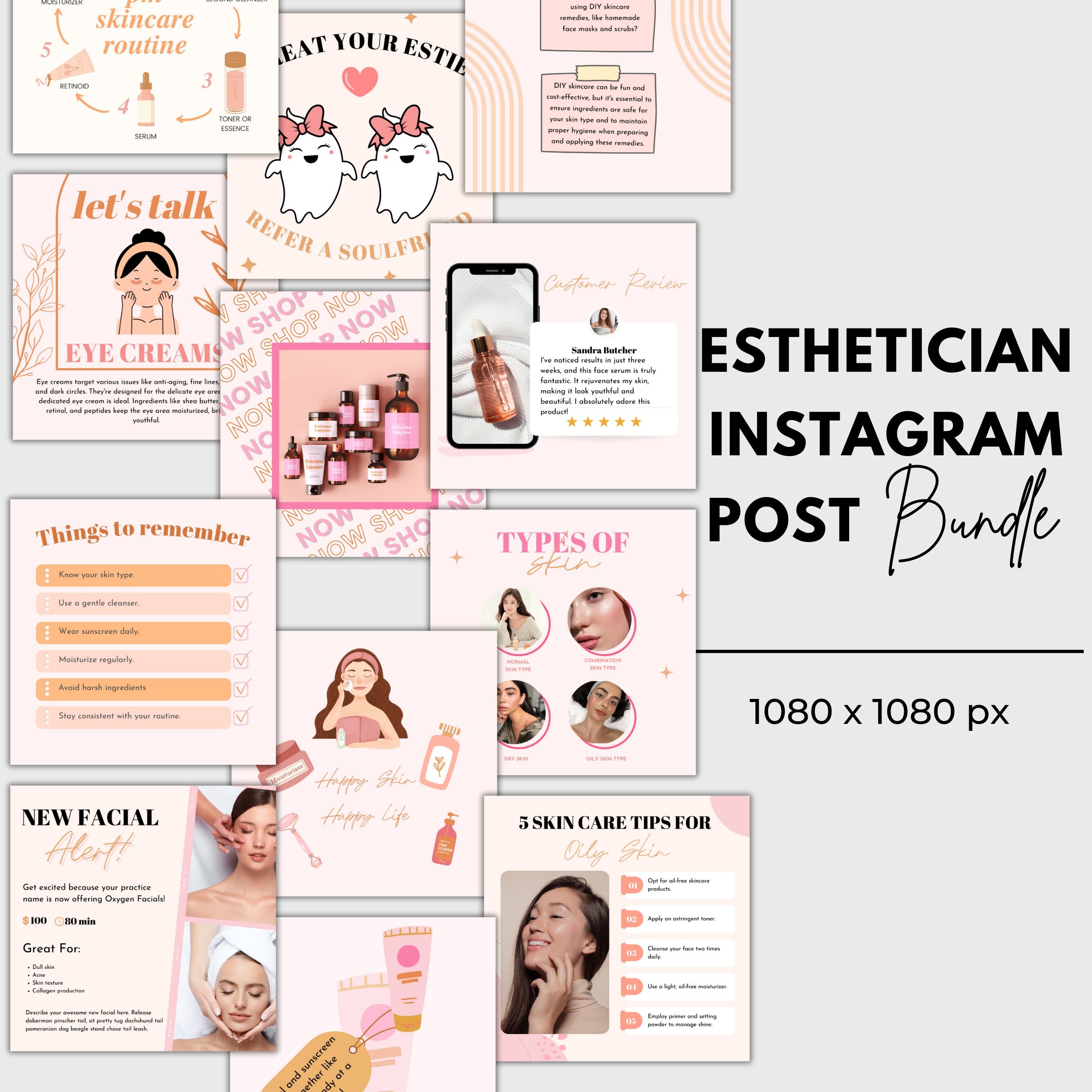 Esthetician Instagram Templates For Skincare Social Media | Esthetician Story Covers, Beauty Highlights