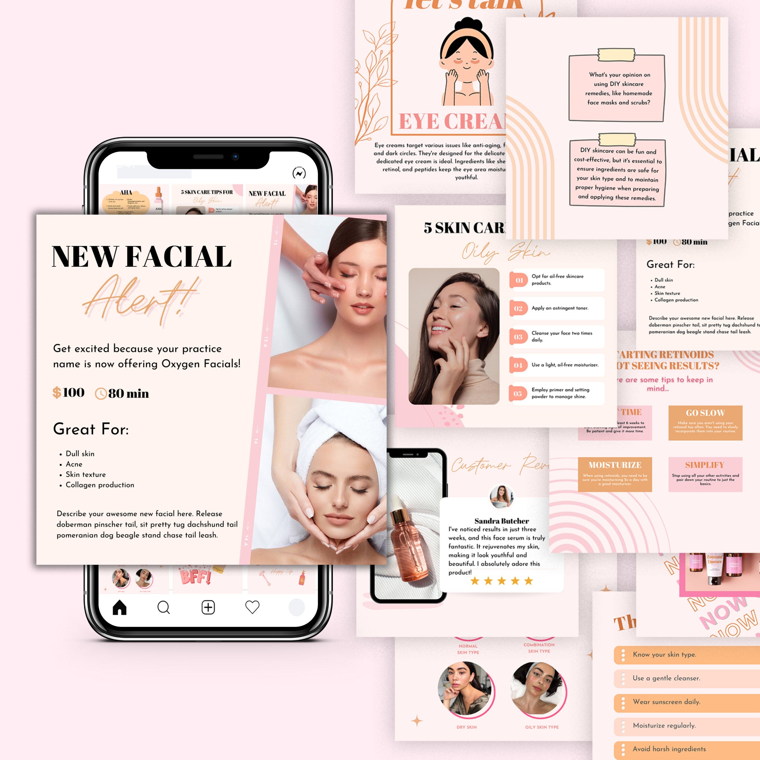 Esthetician Instagram Templates For Skincare Social Media | Esthetician Story Covers, Beauty Highlights