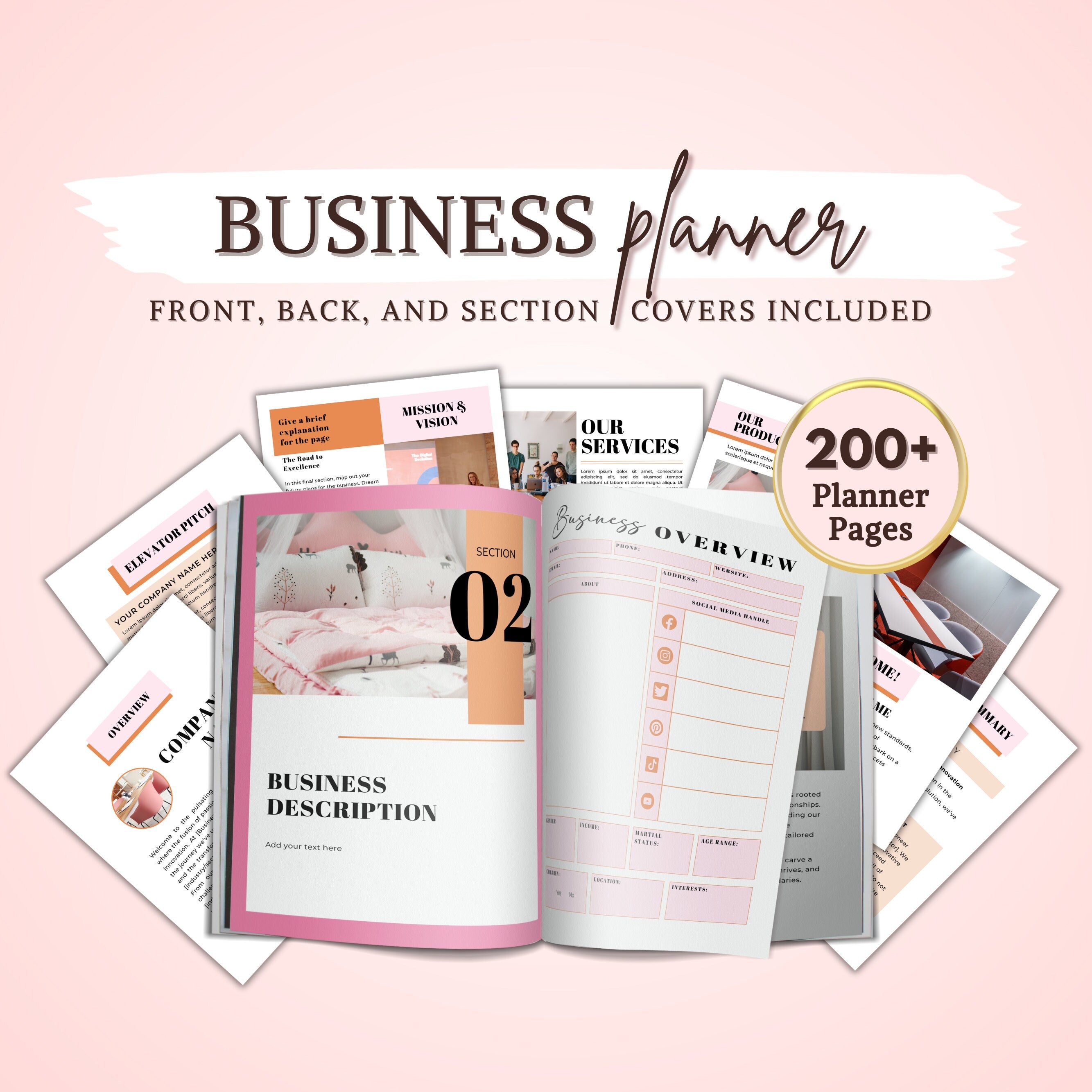 Minimalist Editable Business Planner, Printable Business Planner Bundle, Customizable Small Business Planner, Business Planner Template