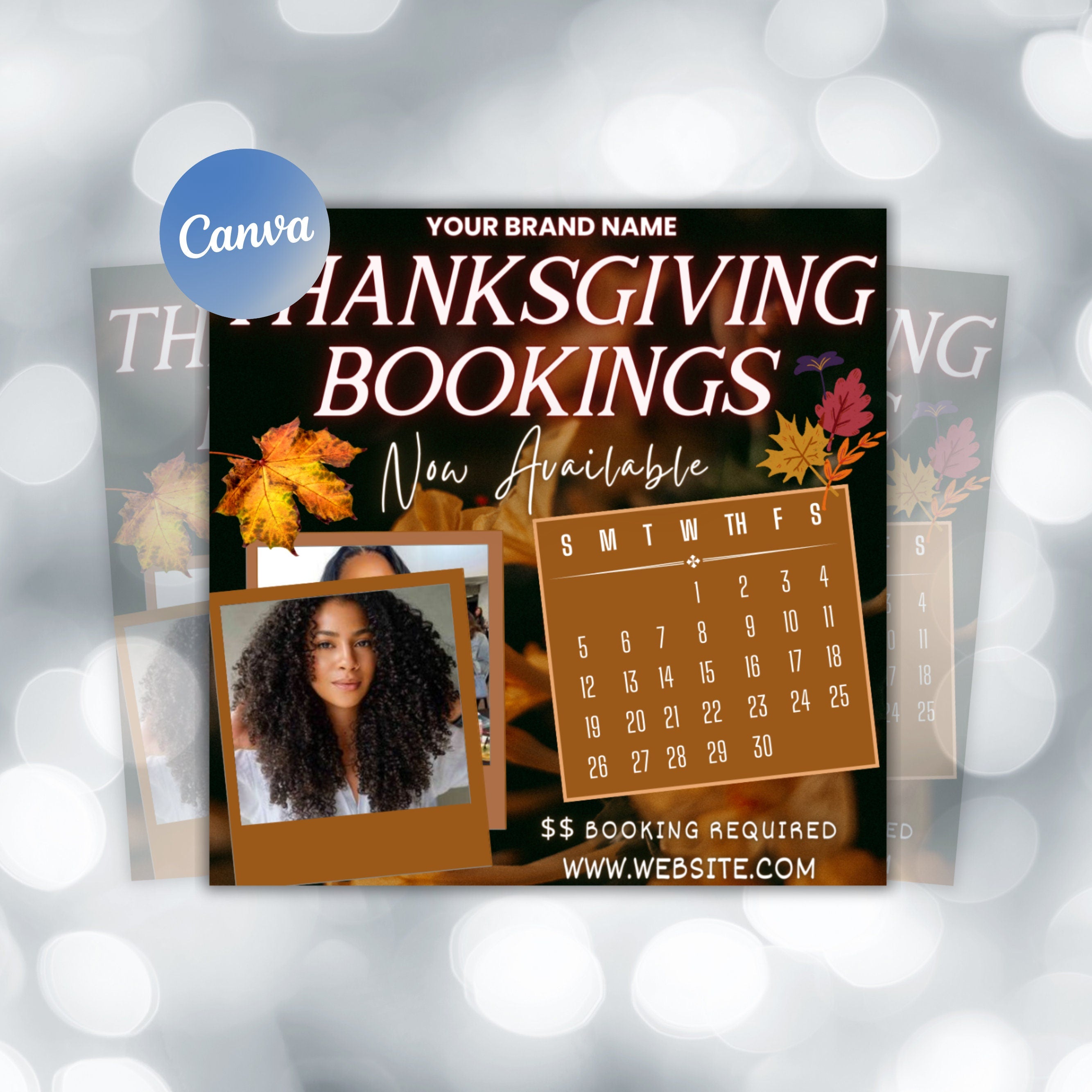 Thanksgiving Special Flyer, November Bookings, Fall Szn, Wig Installs, Braids, Nail Tech, Lash Tech, Pre Made Business Flyer, Edit In Canva