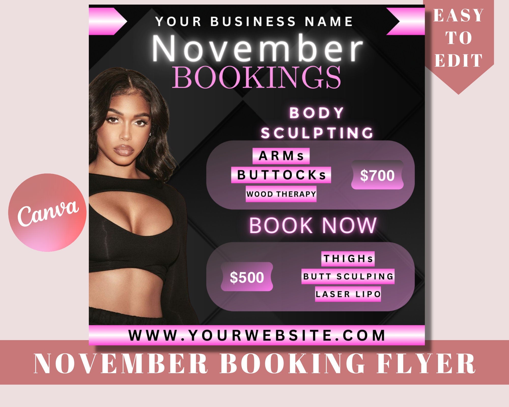 November Booking Flyer, Thanksgiving Booking Flyer, Fall Bookings Available, Deals Flyer, Wig Install Deals, Book Now Flyer