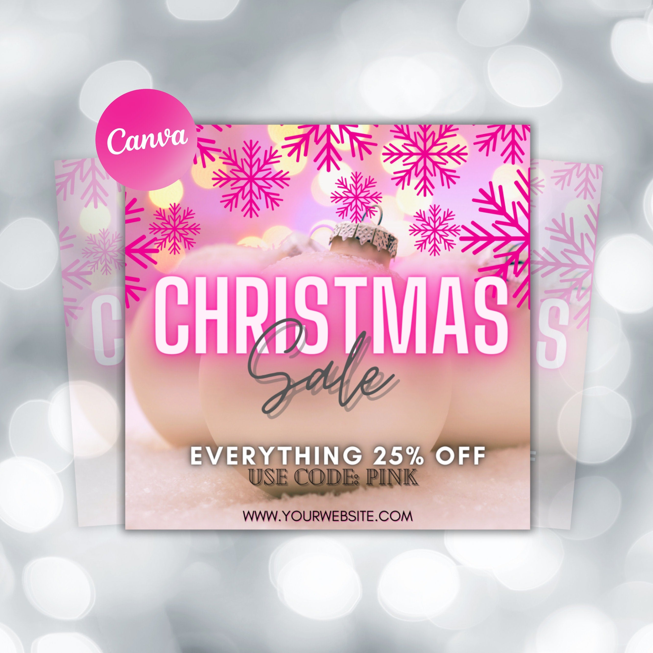 Pink Christmas Sale Flyer, DIY Flyer Template Design, Christmas Flyer, Booking Flyer, Social Media Flyer, Hair Makeup Lashes