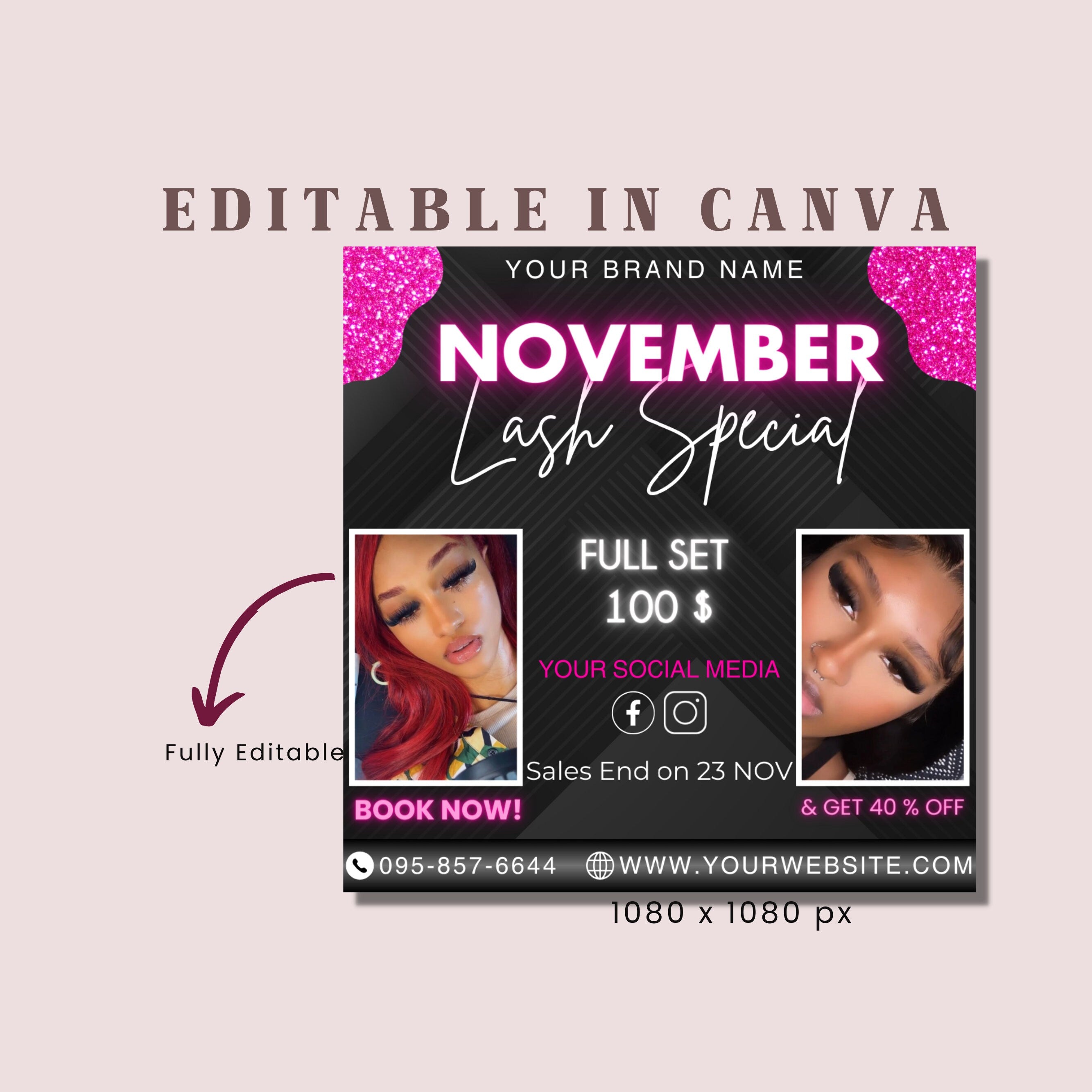 November Booking Flyer, Fall Bookings Available, Deals Flyer, November Books Open, Lash Deals, Hair Flyer, Nail Tech Flyer, Book Now Flyer