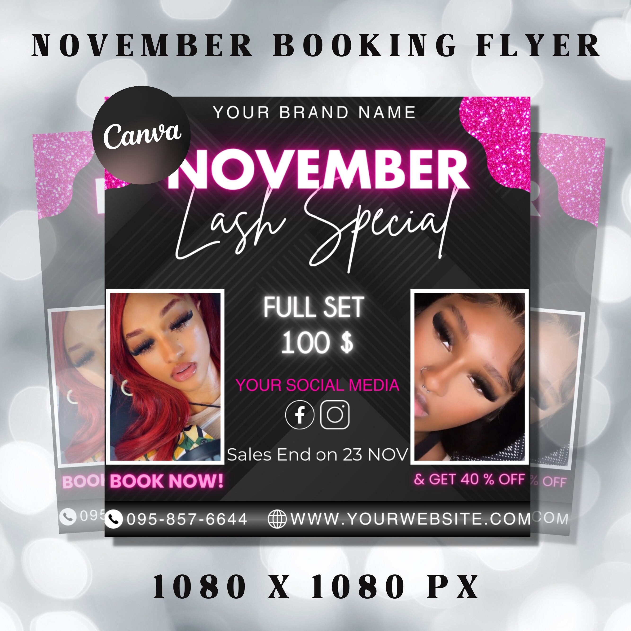 November Booking Flyer, Fall Bookings Available, Deals Flyer, November Books Open, Lash Deals, Hair Flyer, Nail Tech Flyer, Book Now Flyer