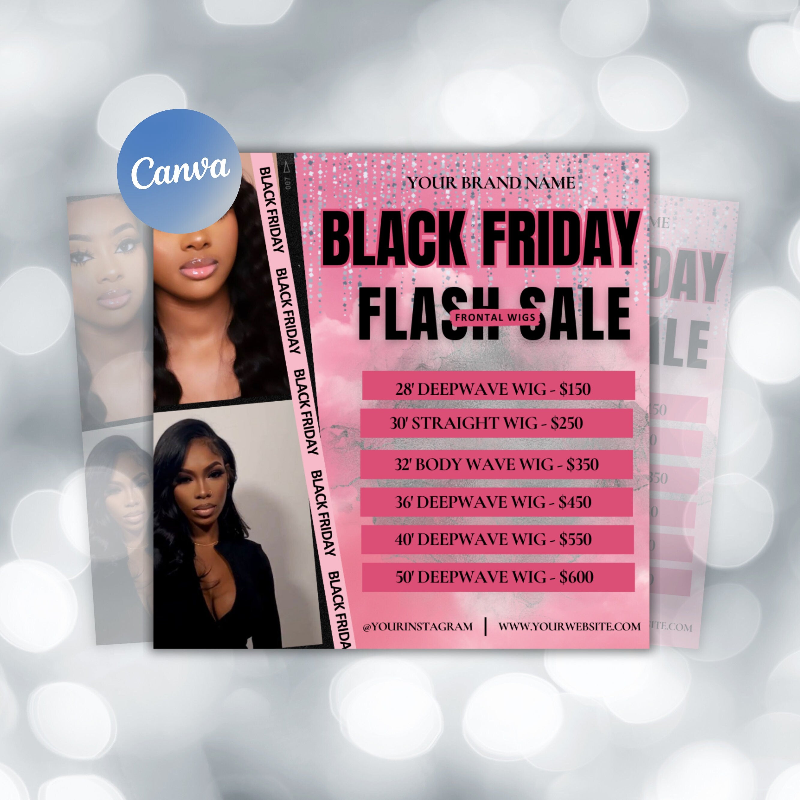 Black Friday Flyer, DIY Pink Friday Flyer, Editable Canva template, Black Friday Sale Flyer, Black Friday Flyer Instagram Stories