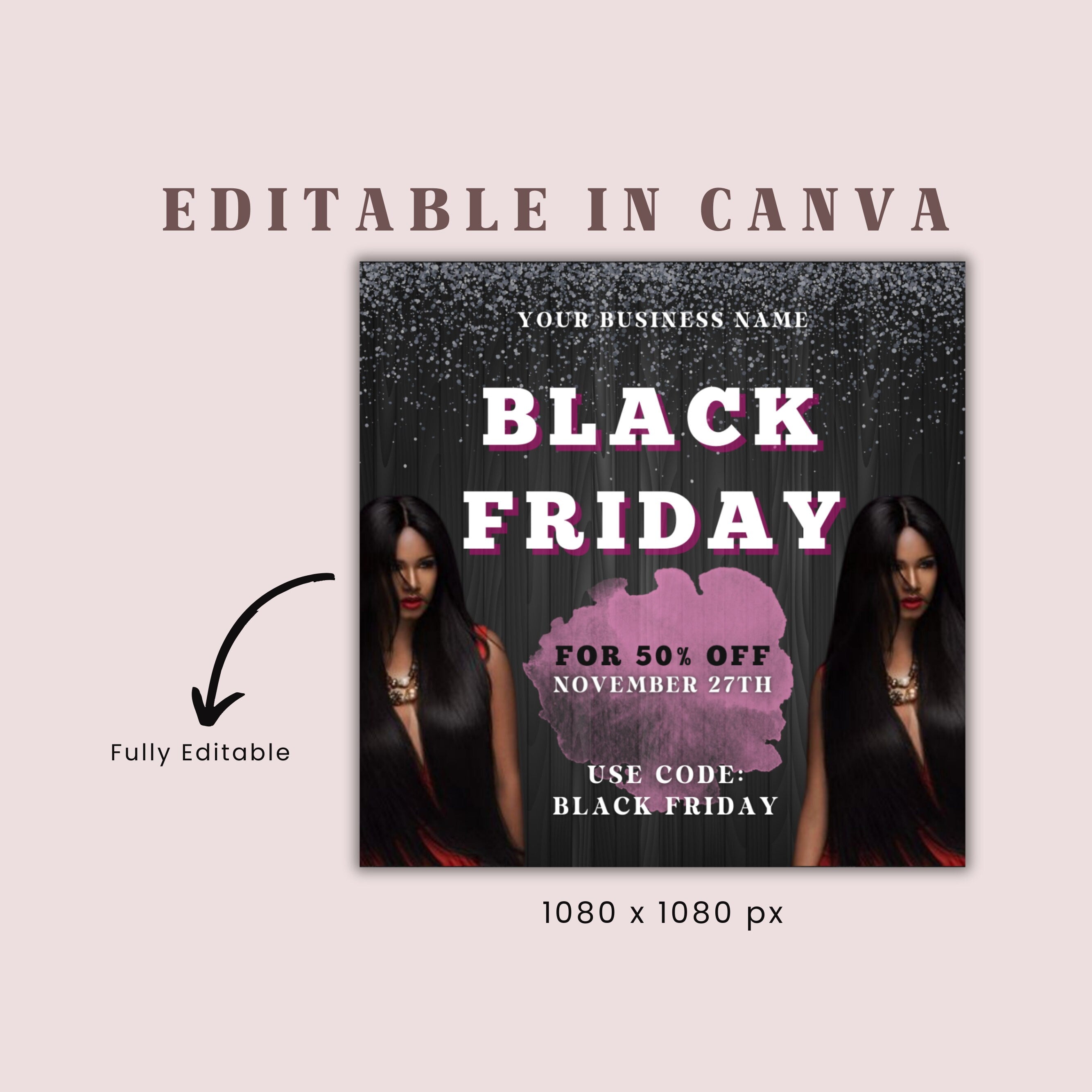 Black Friday Flyer, Black Friday Sale Flyer, Editable Canva template, Social Media Flyer, Black Friday Flyer Instagram Stories, Cyber Monday