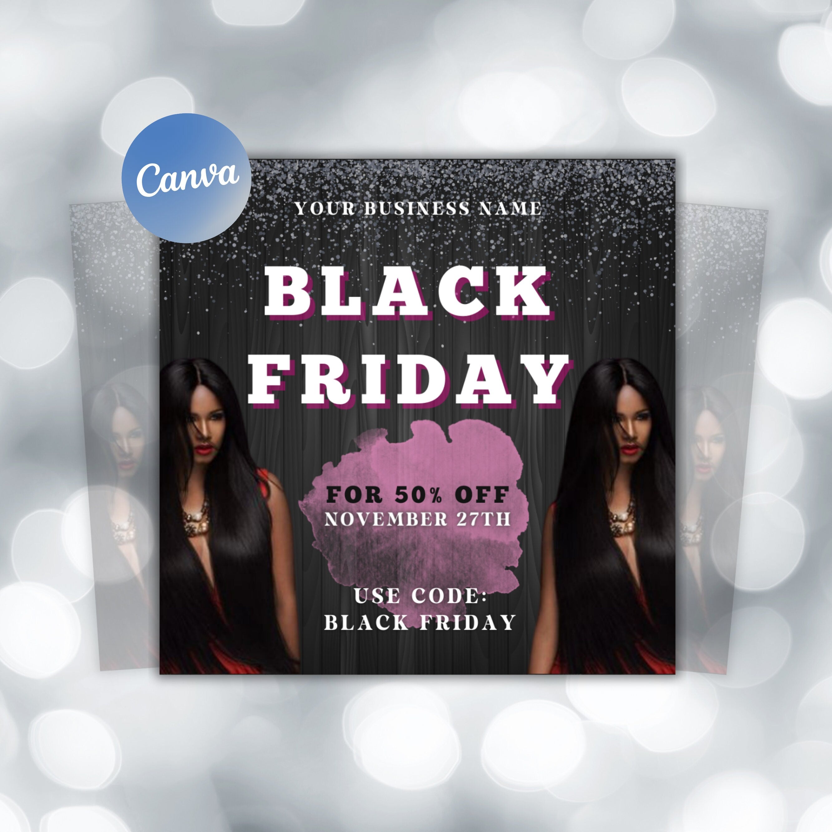 Black Friday Flyer, Black Friday Sale Flyer, Editable Canva template, Social Media Flyer, Black Friday Flyer Instagram Stories, Cyber Monday