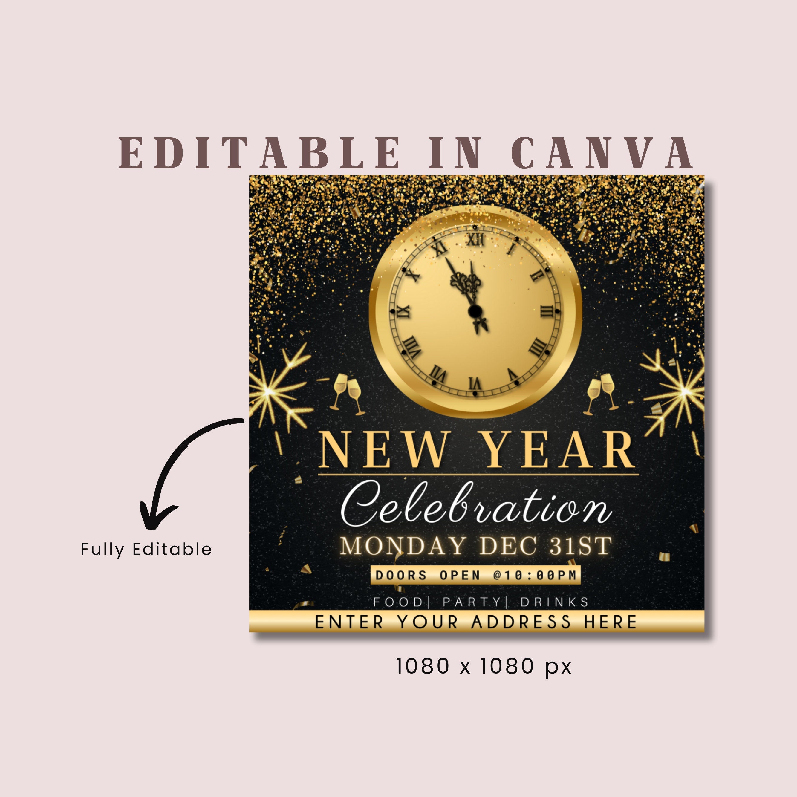 2024 New Years Flyer, New Years Invite, Happy New Year Flyer, Holiday Flyer, Celebration Flyer, Hair Flyer, Lash Flyer Social Media Flyer