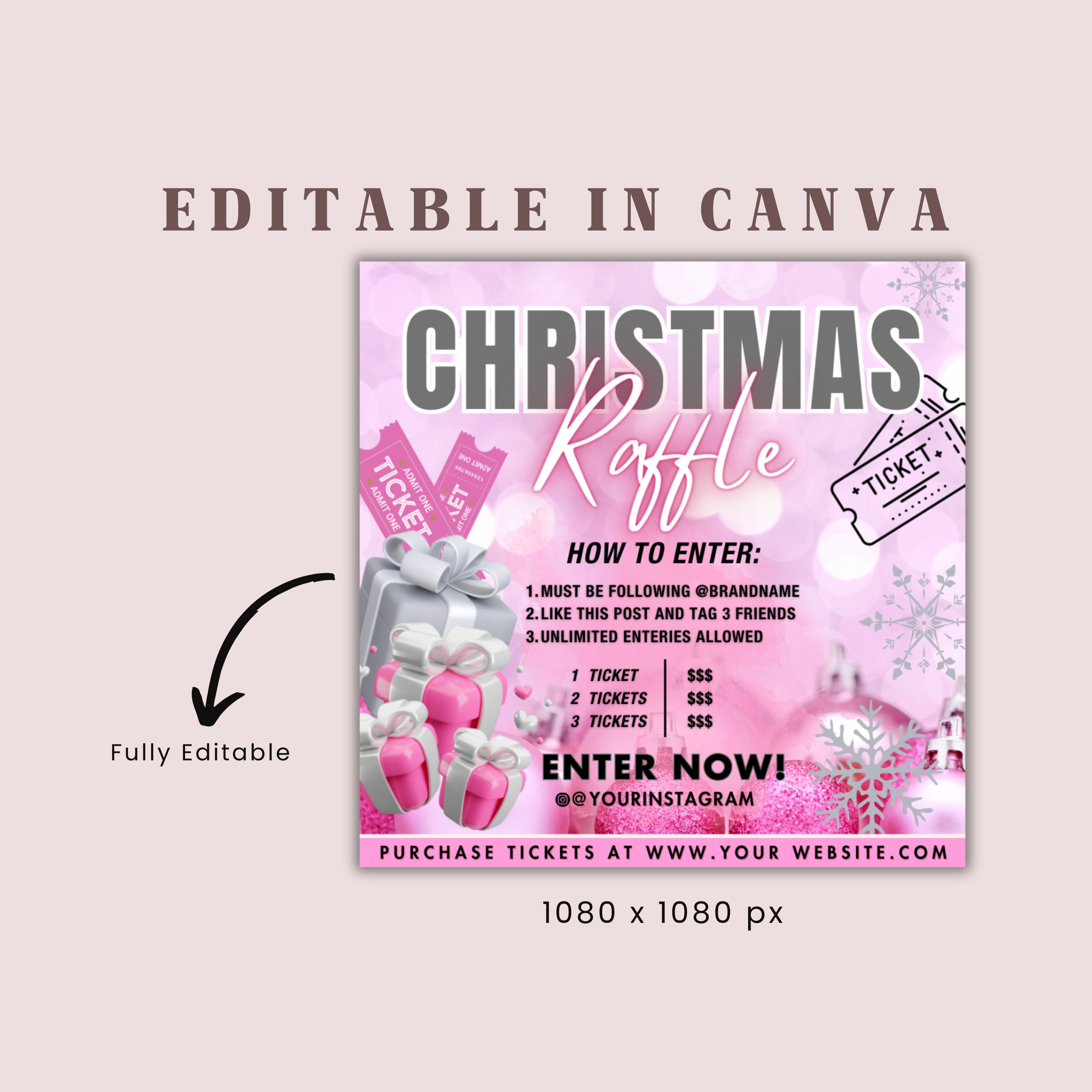 Christmas Raffle Flyer, Christmas Flyer, DIY Flyer Design Template, Giveaway Flyer, Social Media Flyer, Premade Business Flyer