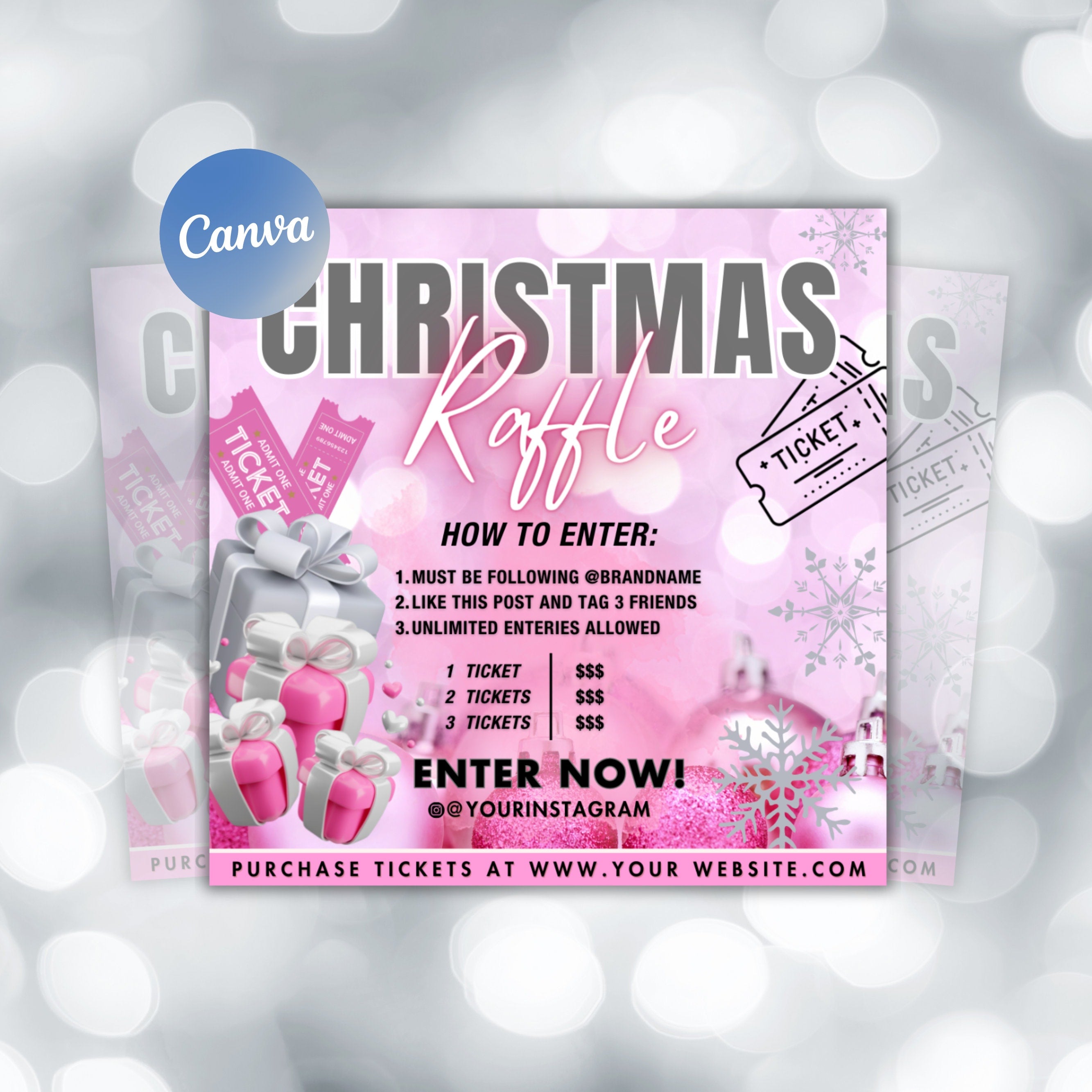 Christmas Raffle Flyer, Christmas Flyer, DIY Flyer Design Template, Giveaway Flyer, Social Media Flyer, Premade Business Flyer