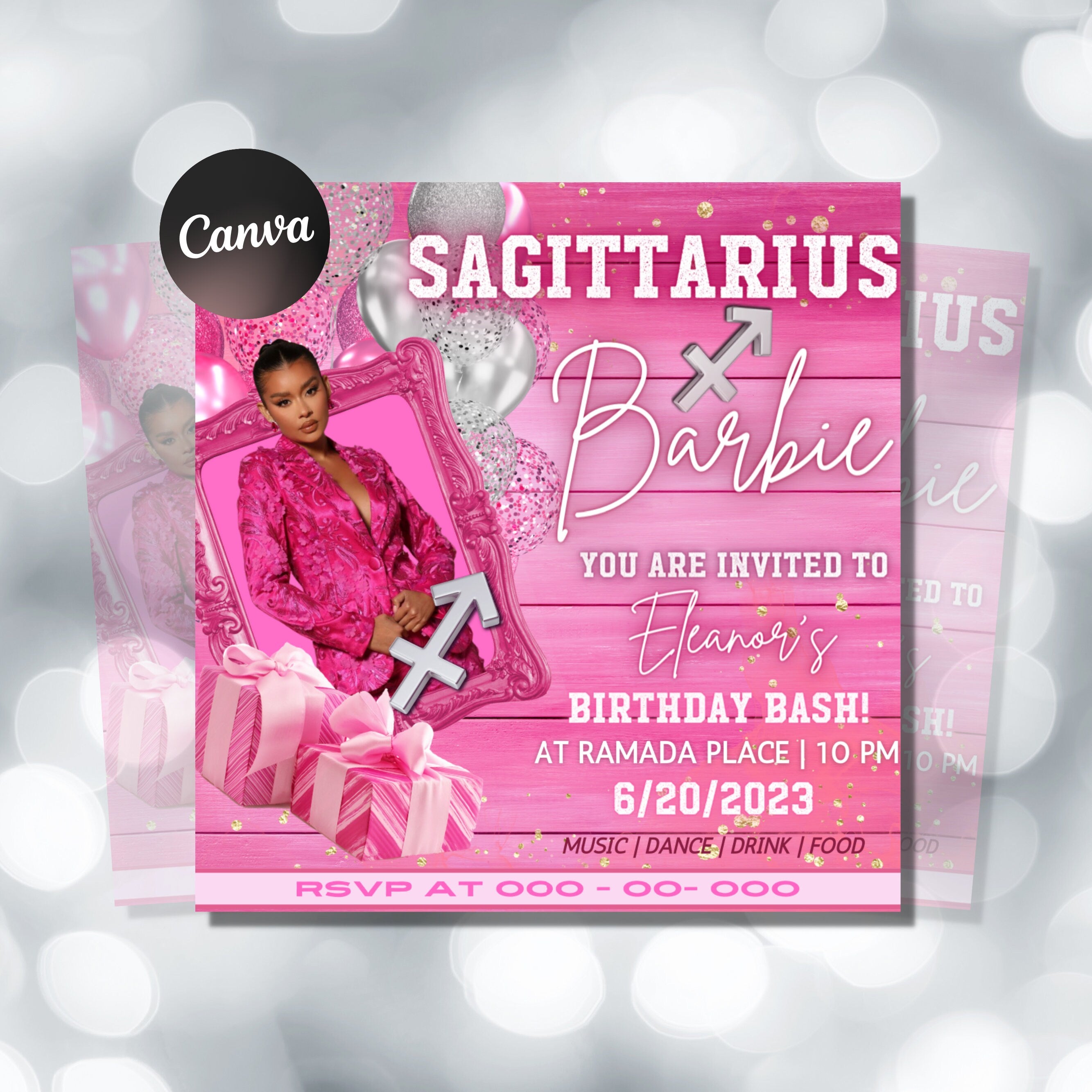 Sagittarius Birthday Flyer, Sagittarius Birthday Invitation, Birthday Flyer, Sagittarius Bash Flyer, Birthday Flyer Template For Woman