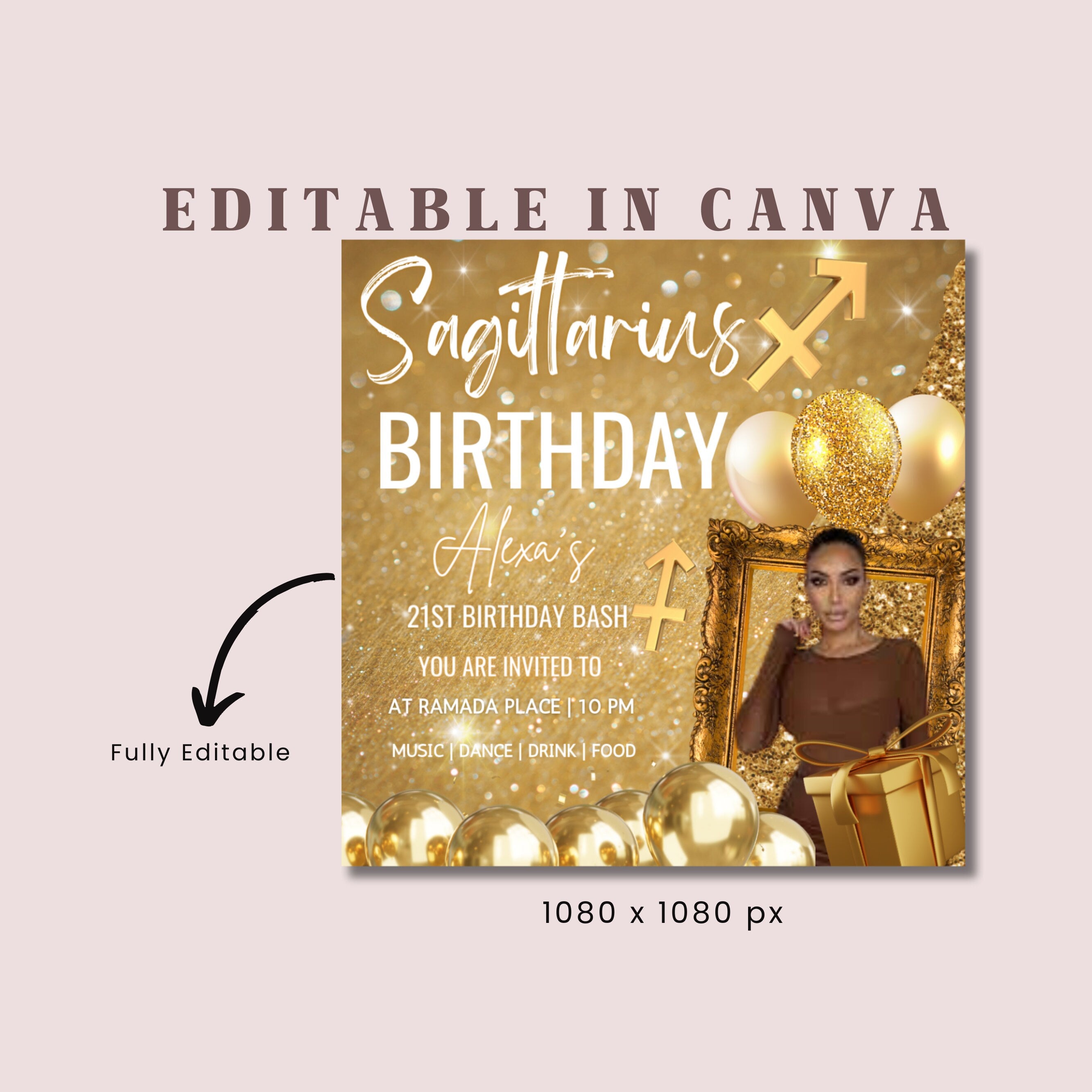 Sagittarius Birthday Flyer, Birthday Template, Birthday Girl, Party Flyer, Celebration Flyer, Birthday Event, Birthday Invite, Sagittarius