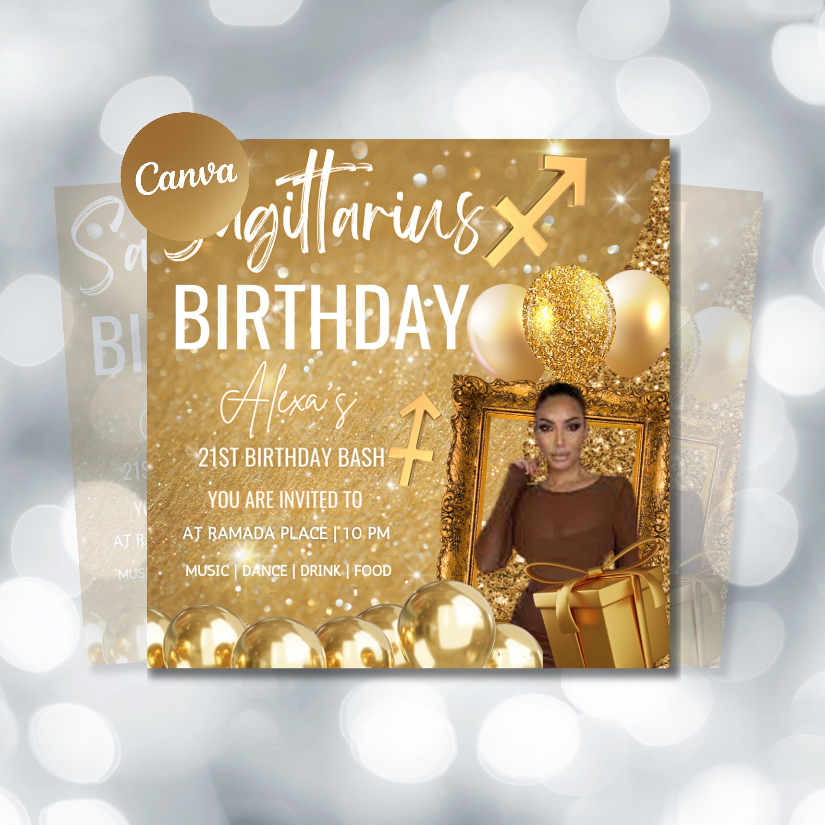 Sagittarius Birthday Flyer, Birthday Template, Birthday Girl, Party Flyer, Celebration Flyer, Birthday Event, Birthday Invite, Sagittarius