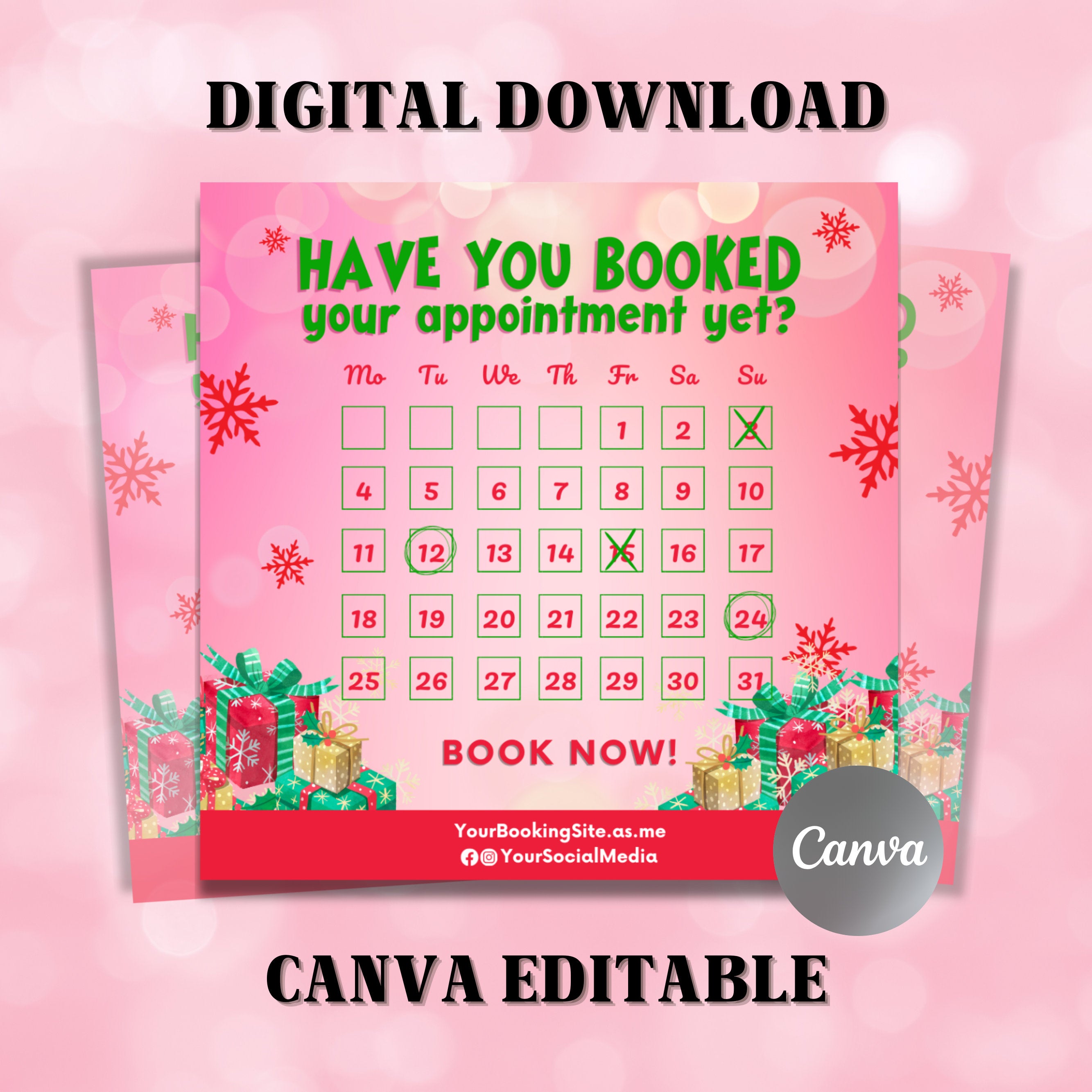 Christmas Have you booked flyer, Install Flyer, MUA Flyer, December Booking Flyer, DIY Book Now Flyer, December Bookings Flyer, Editable