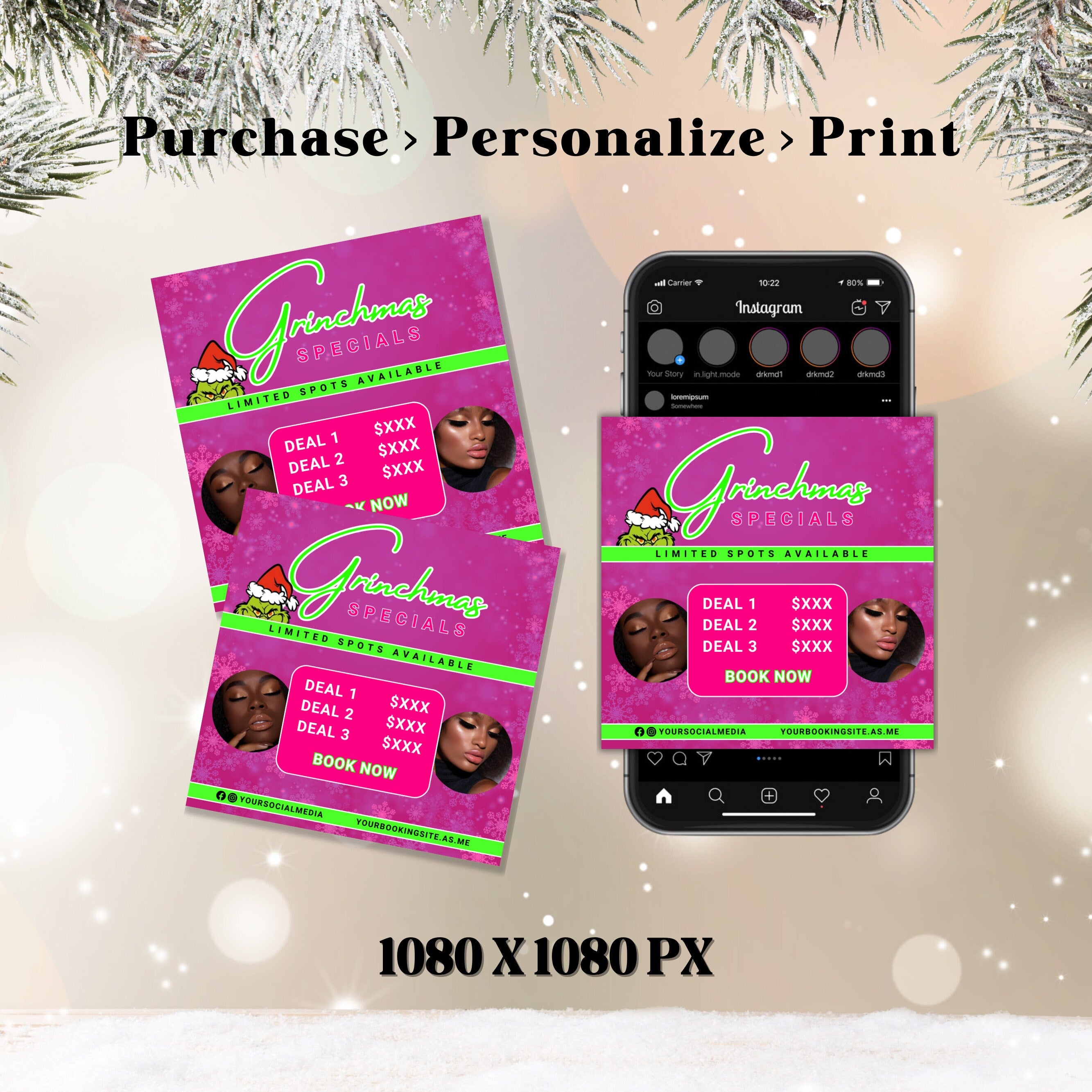 Pink Christmas Flyer, December Booking Flyer, Christmas Booking Flyer, DIY Book Now Flyer, Canva Editable, Digital Download