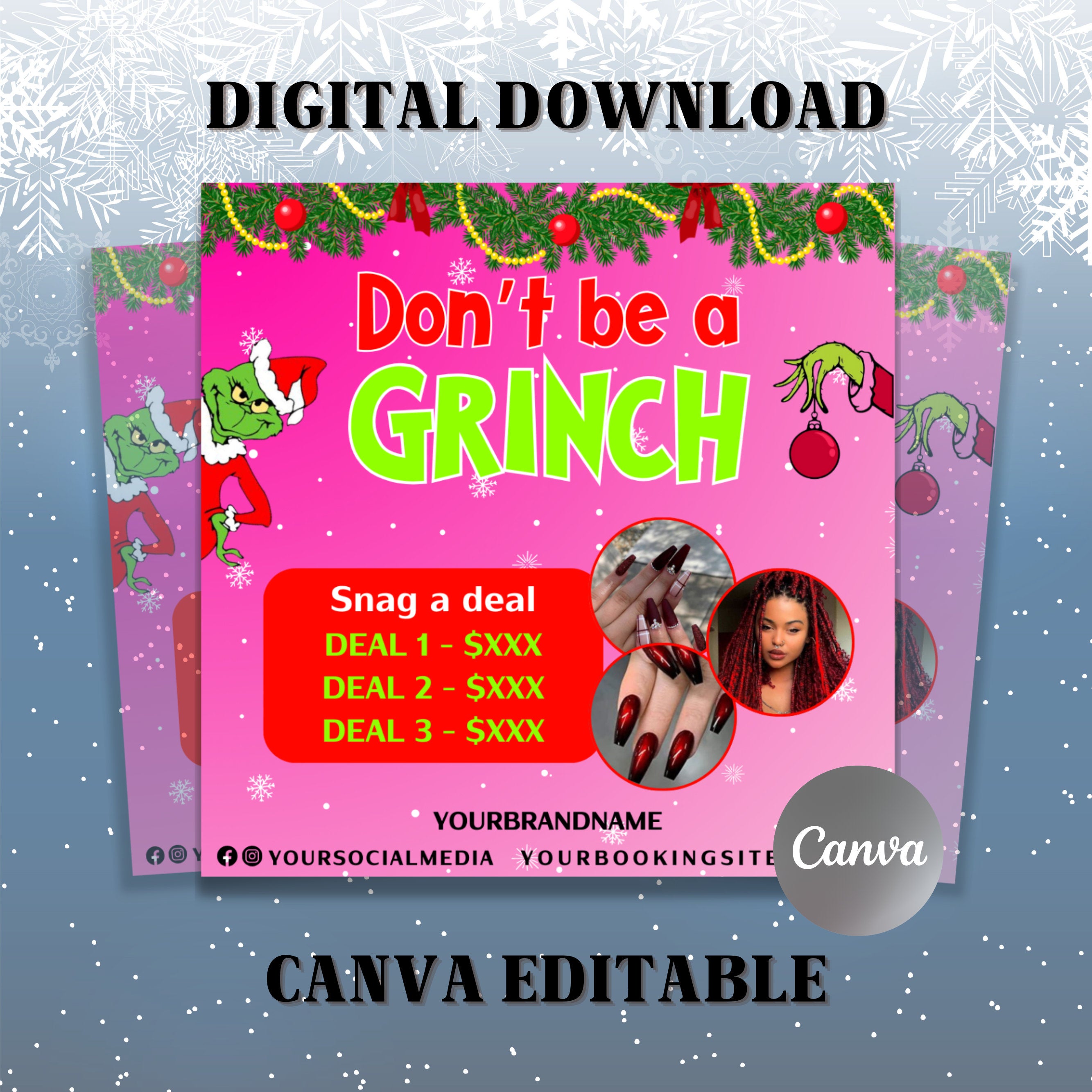 Christmas flyer, DIY Holiday Sale Flyer, December Appointments, Pink, Girly, DIY, Instagram post, Canva Editable, Digital Download