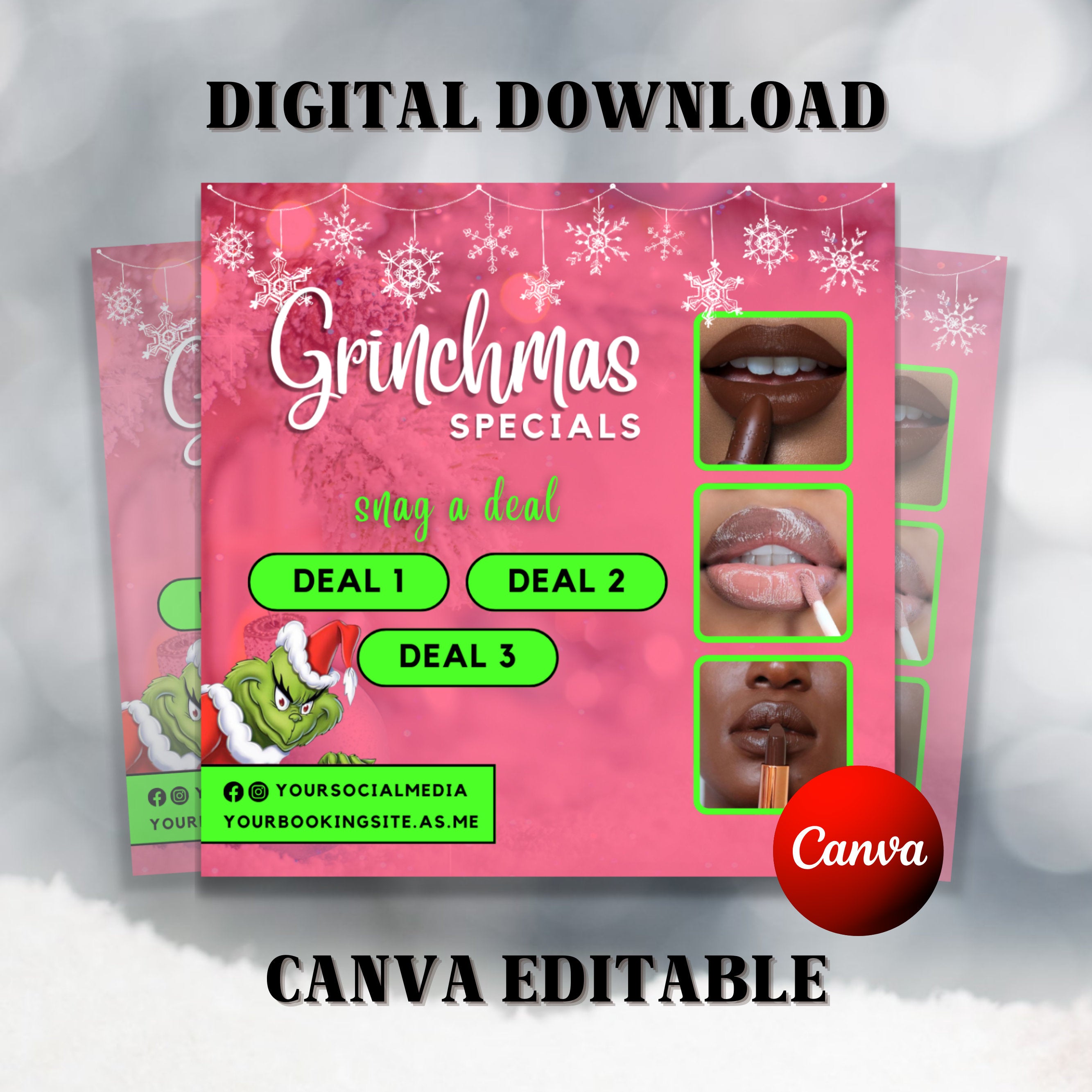 Pink Christmas Flyer, December Booking Flyer, Christmas Booking Flyer, DIY Book Now Flyer, Canva Editable, Digital Download