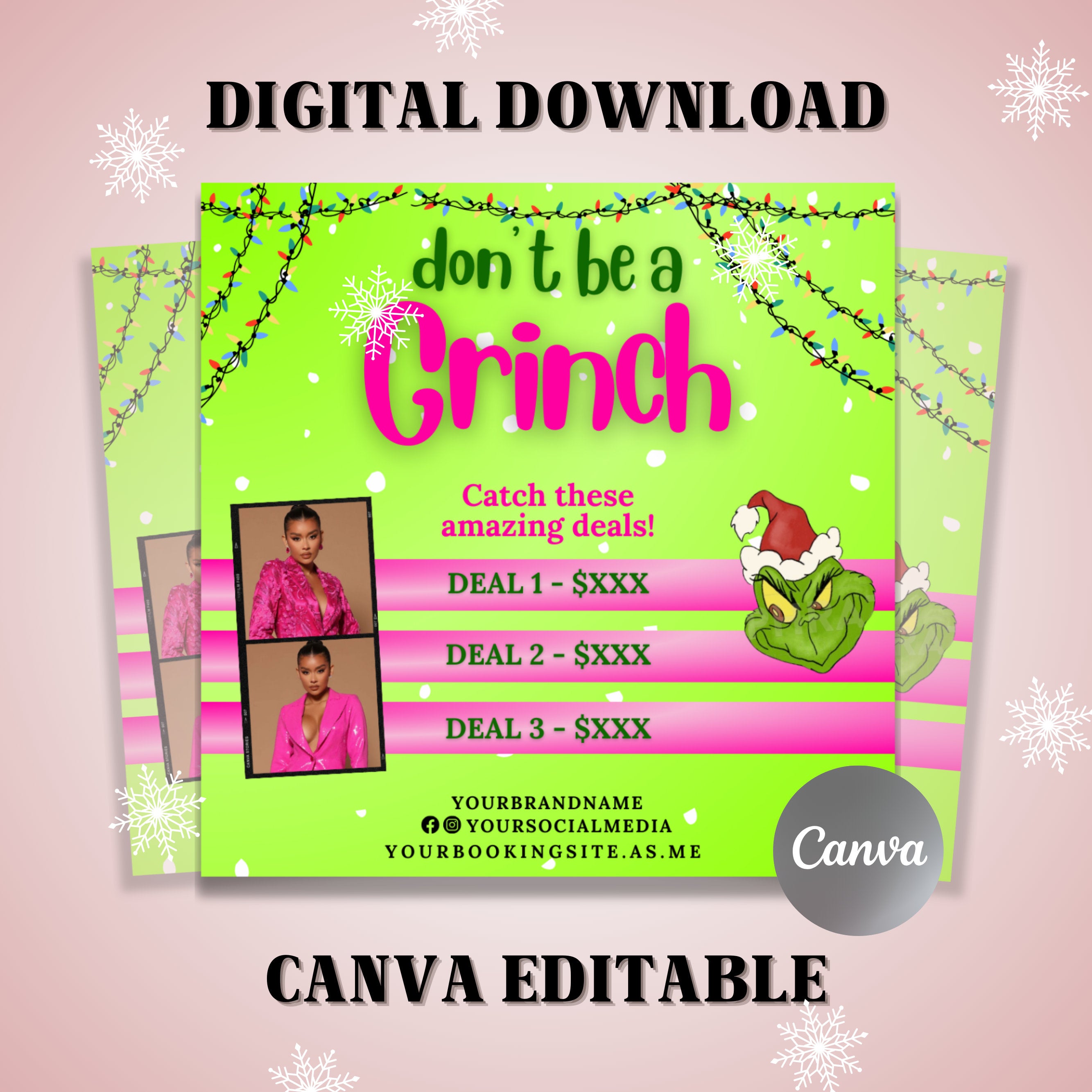 Christmas flyer, DIY Holiday Sale Flyer, December Appointments, Pink, Girly, DIY, Instagram post, Canva Editable, Digital Download