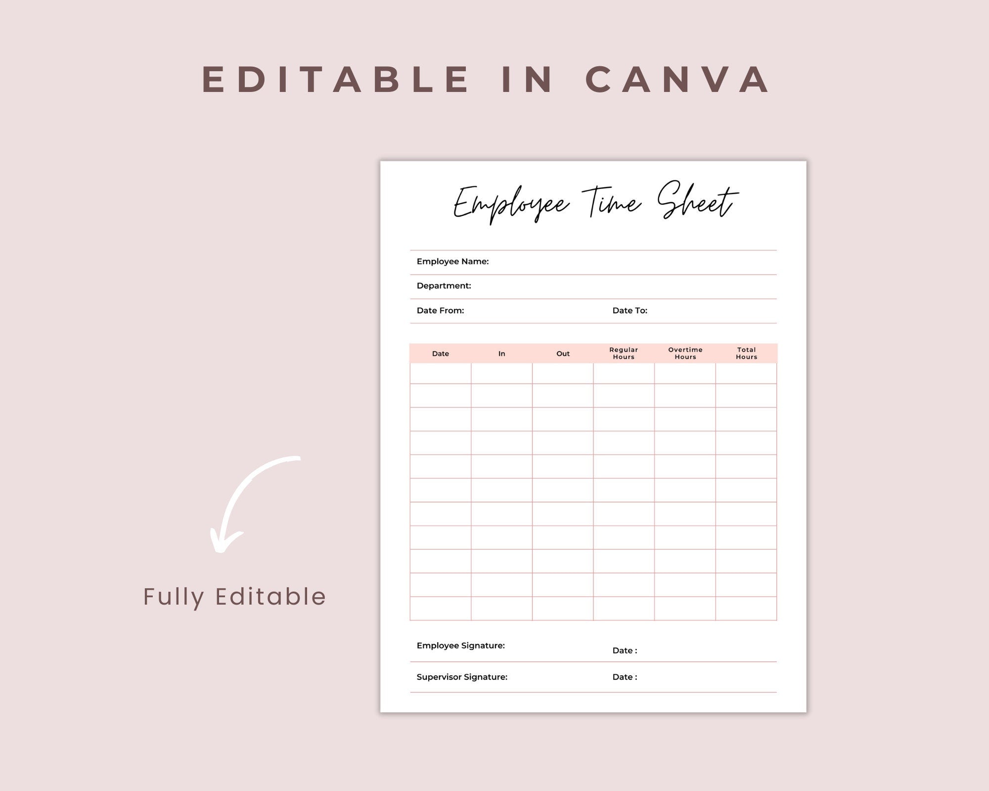 Printable Employee Time Sheet For Offices, Task Tracker, Employee Recognition, Employee Timesheet, Activity Tracker