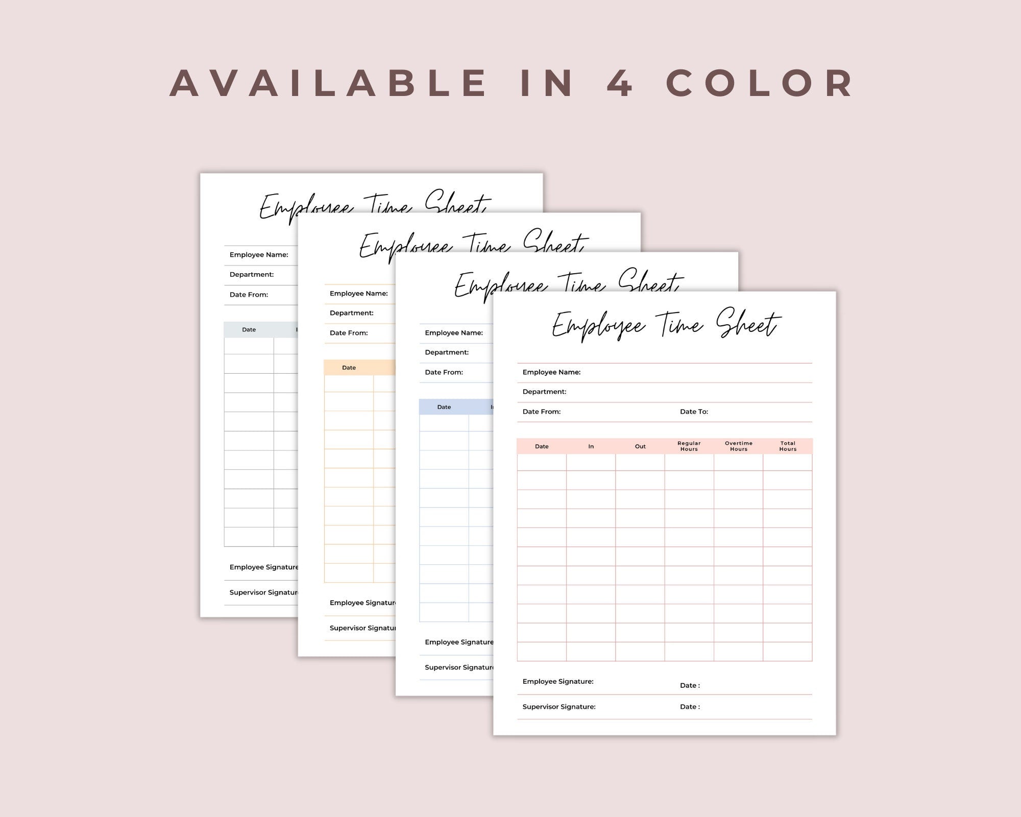 Printable Employee Time Sheet For Offices, Task Tracker, Employee Recognition, Employee Timesheet, Activity Tracker