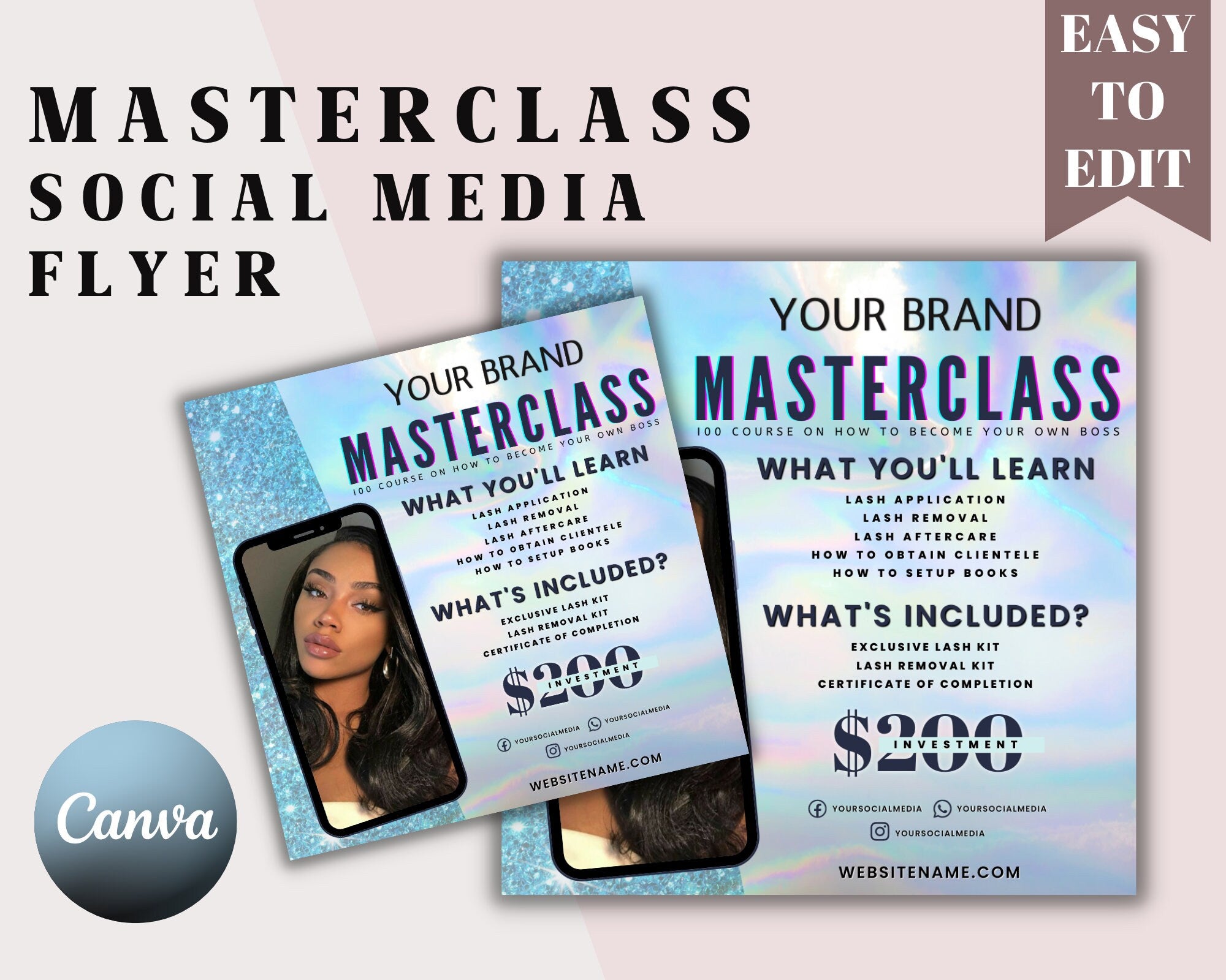 Masterclass Social Media Flyer, Social Media Flyer, Masterclass Makeup Branding Template