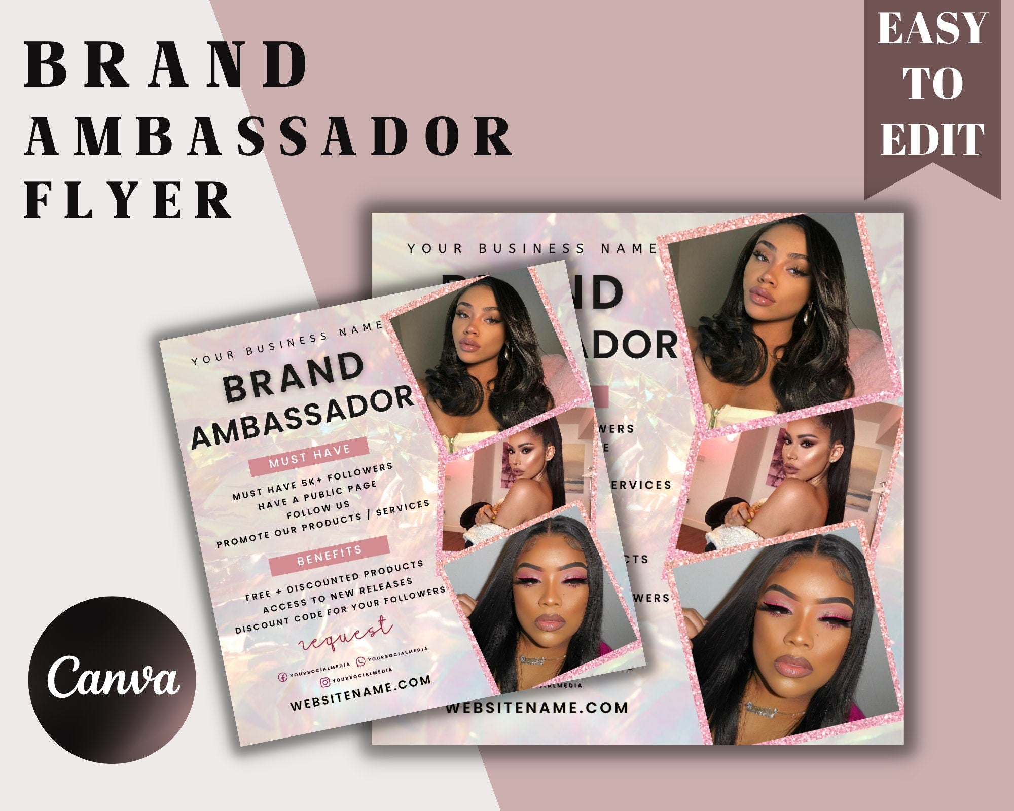 Ambassador Flyer Template, Brand Ambassador Flyer Template, Makeup Ambassador Template For Branding Your Business