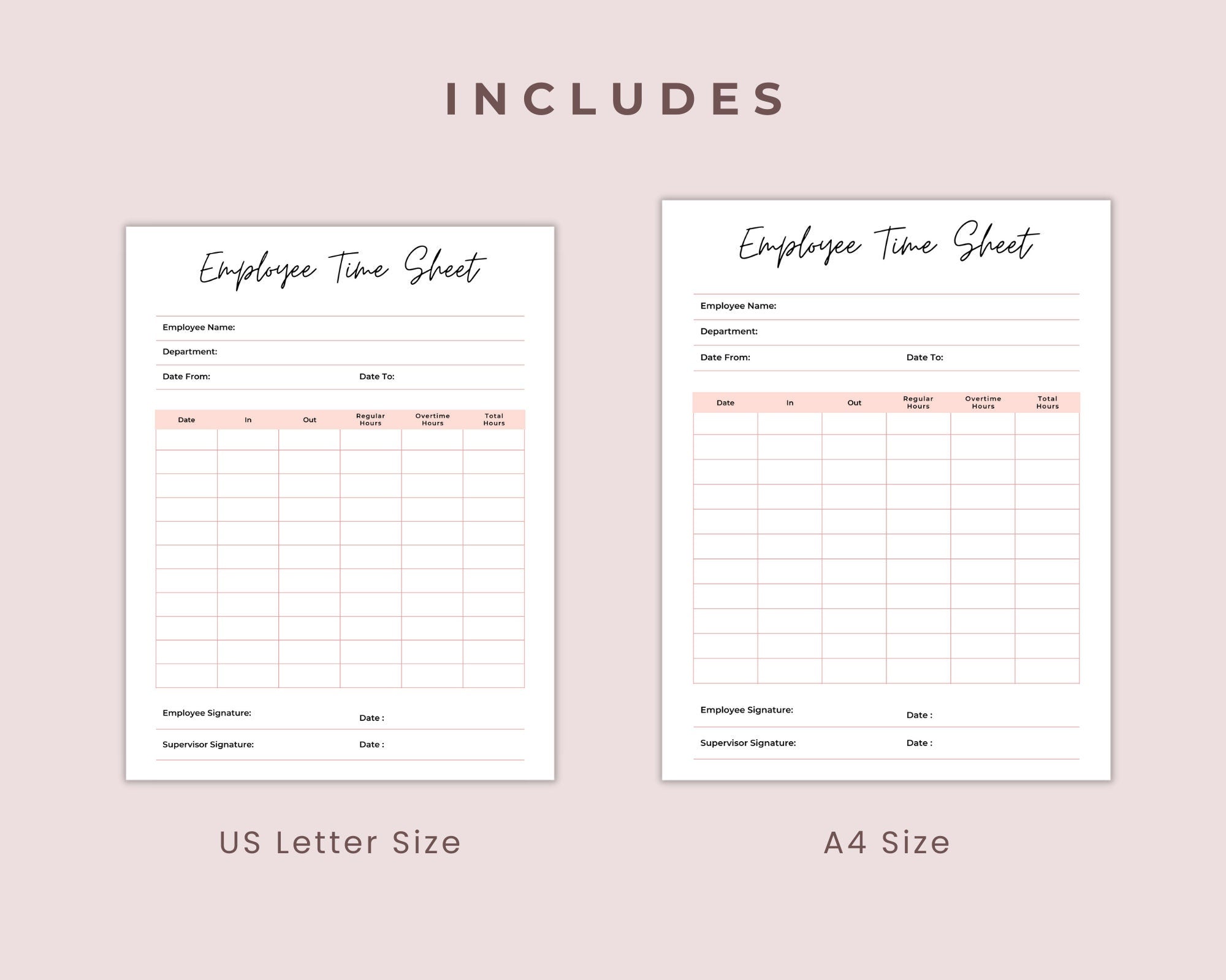 Printable Employee Time Sheet For Offices, Task Tracker, Employee Recognition, Employee Timesheet, Activity Tracker