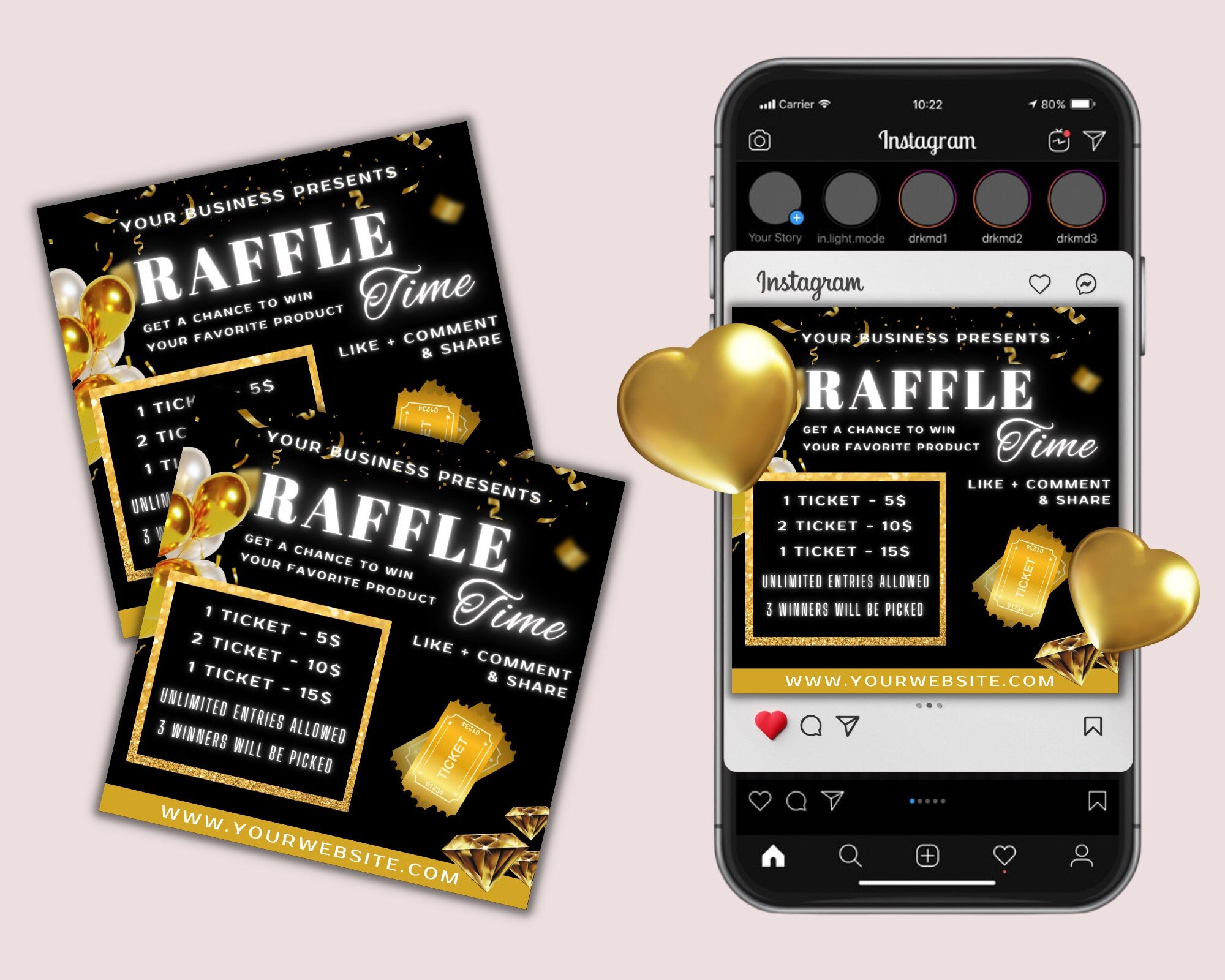 Raffle Ticket Template, Flyer Template, Instagram Flyer, Hair Raffle Flyer, Logos and Branding, Business Flyer, Nail Raffle Flyer