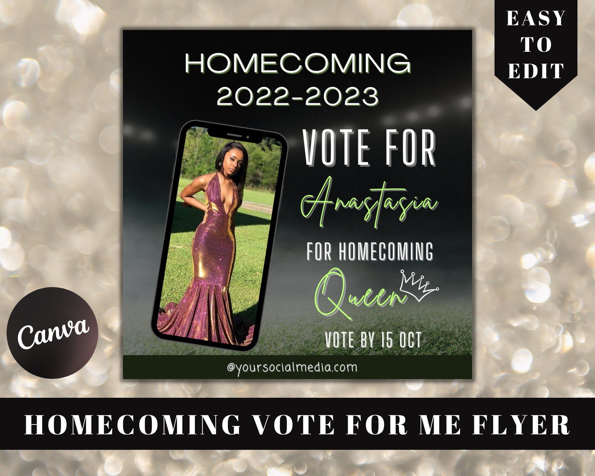 Homecoming Queen Vote Flyer, Book Now Flyer, Instagram Flyer, Beauty Flyer, Homecoming Campaign, Homecoming Court, Homecoming Flyer