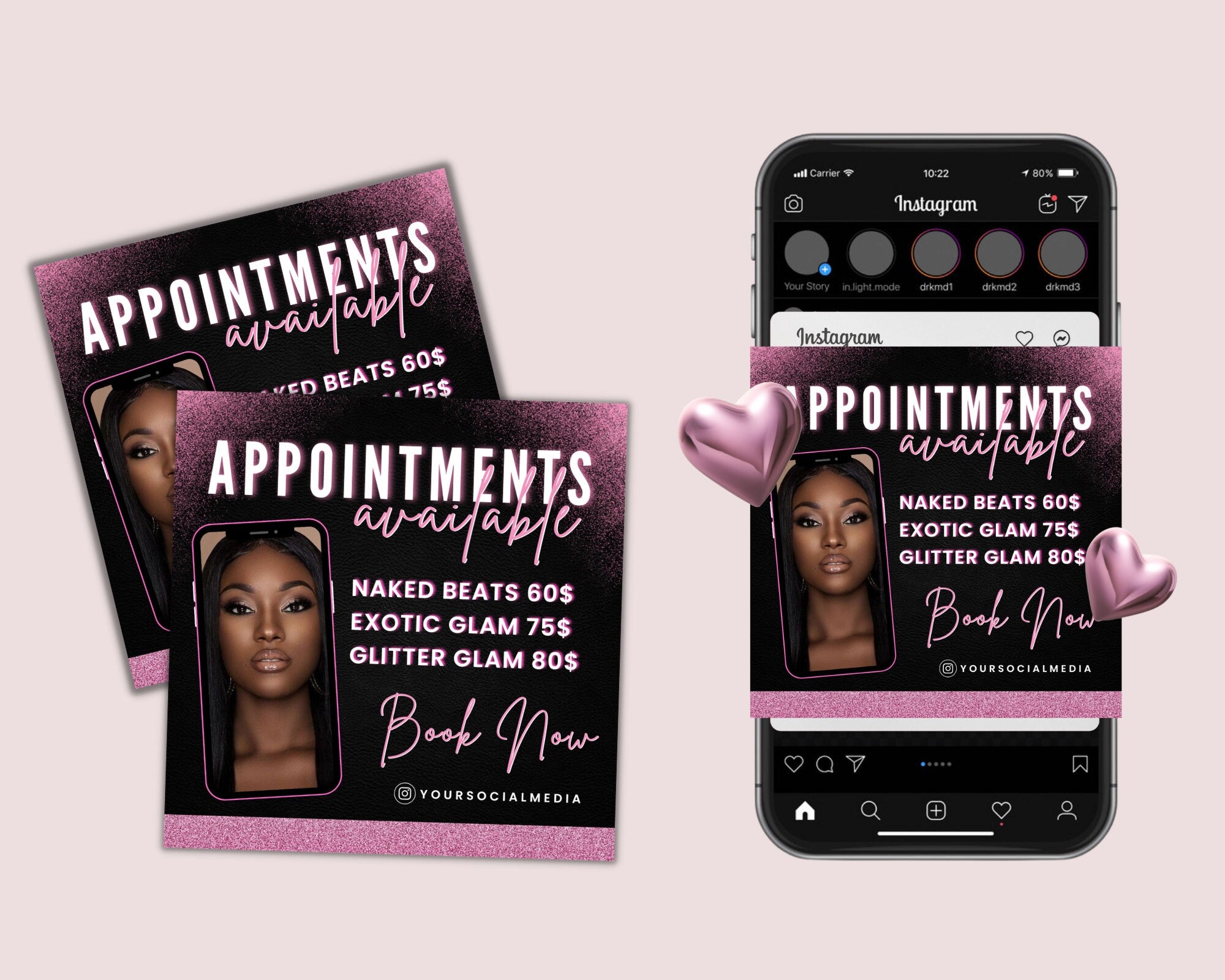 Digital Beauty Brand Template, Digital Lash Class Flyer Template, Digital Makeup Flyer Template For Girl