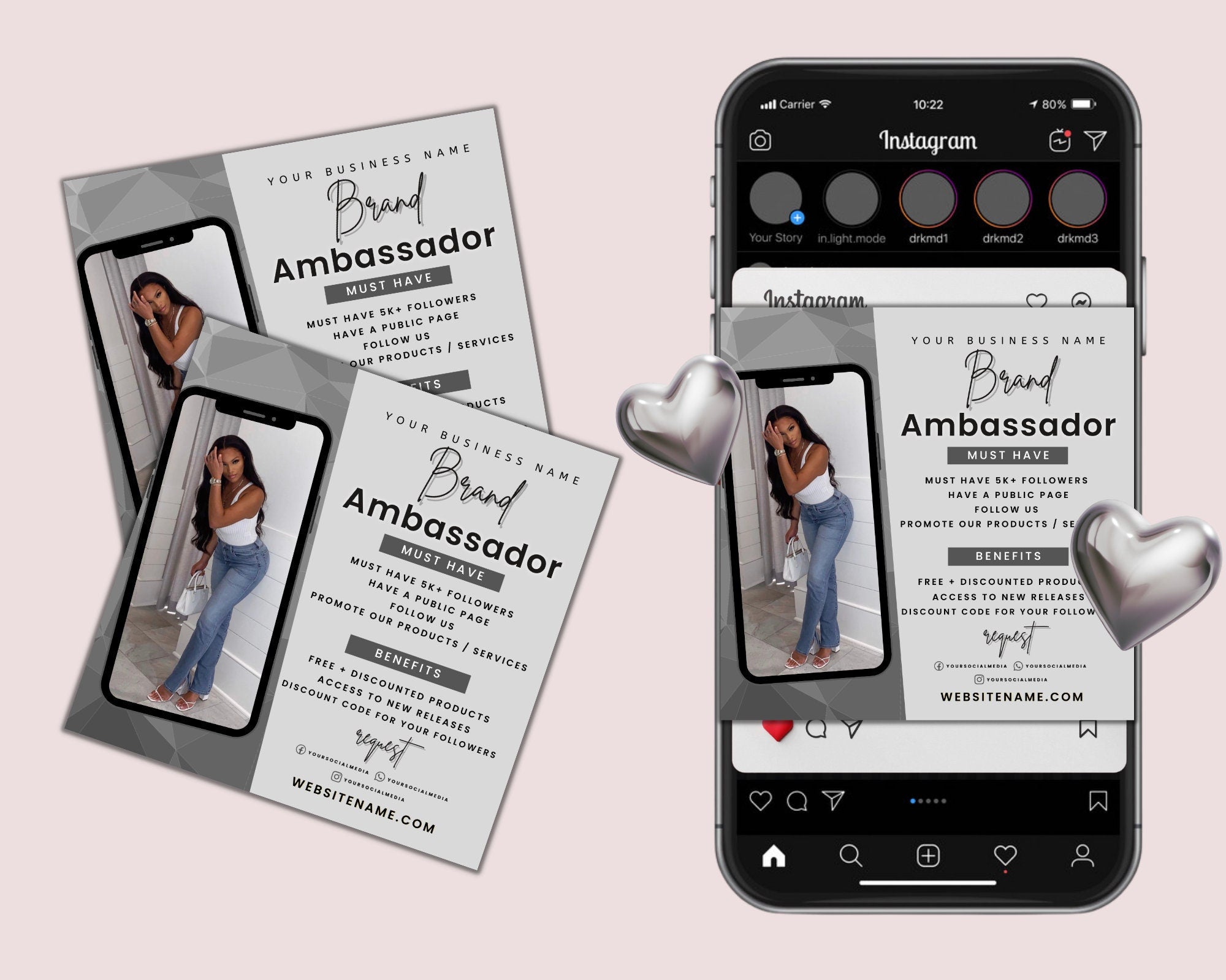 Brand Ambassador Flyer Template, Makeup Ambassador Template For Branding Your Business,Ambassador Flyer Template