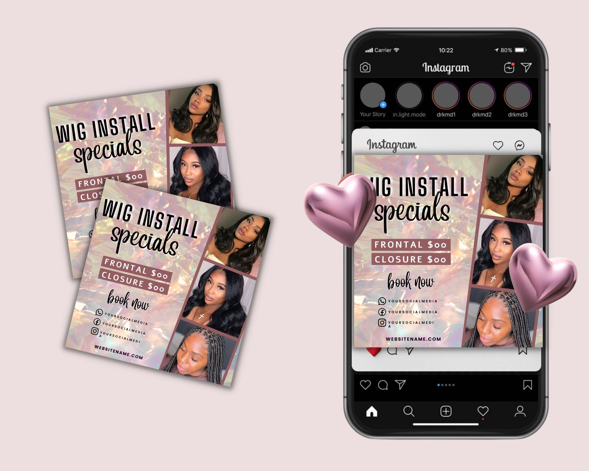 Wig Install Flyer, Booking Template, Salon Price List, Editable Price List, Wig Install Template, Braid Special Flyer, Book Now Template