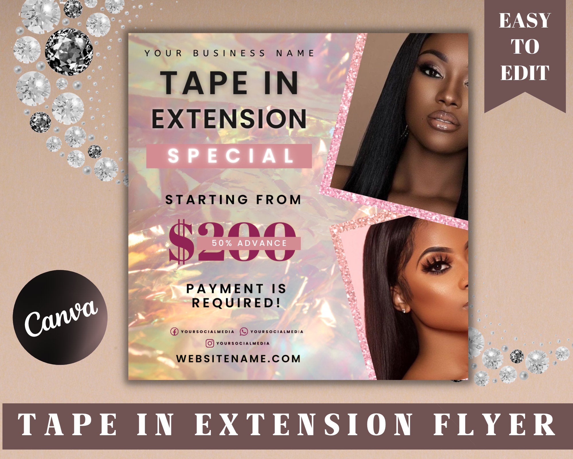 Tape In Extension Flyer, Tape In Extension, Hair Flyer Fall, Diy Hair Flyer, Hair Extension Post, Tape In Flyer