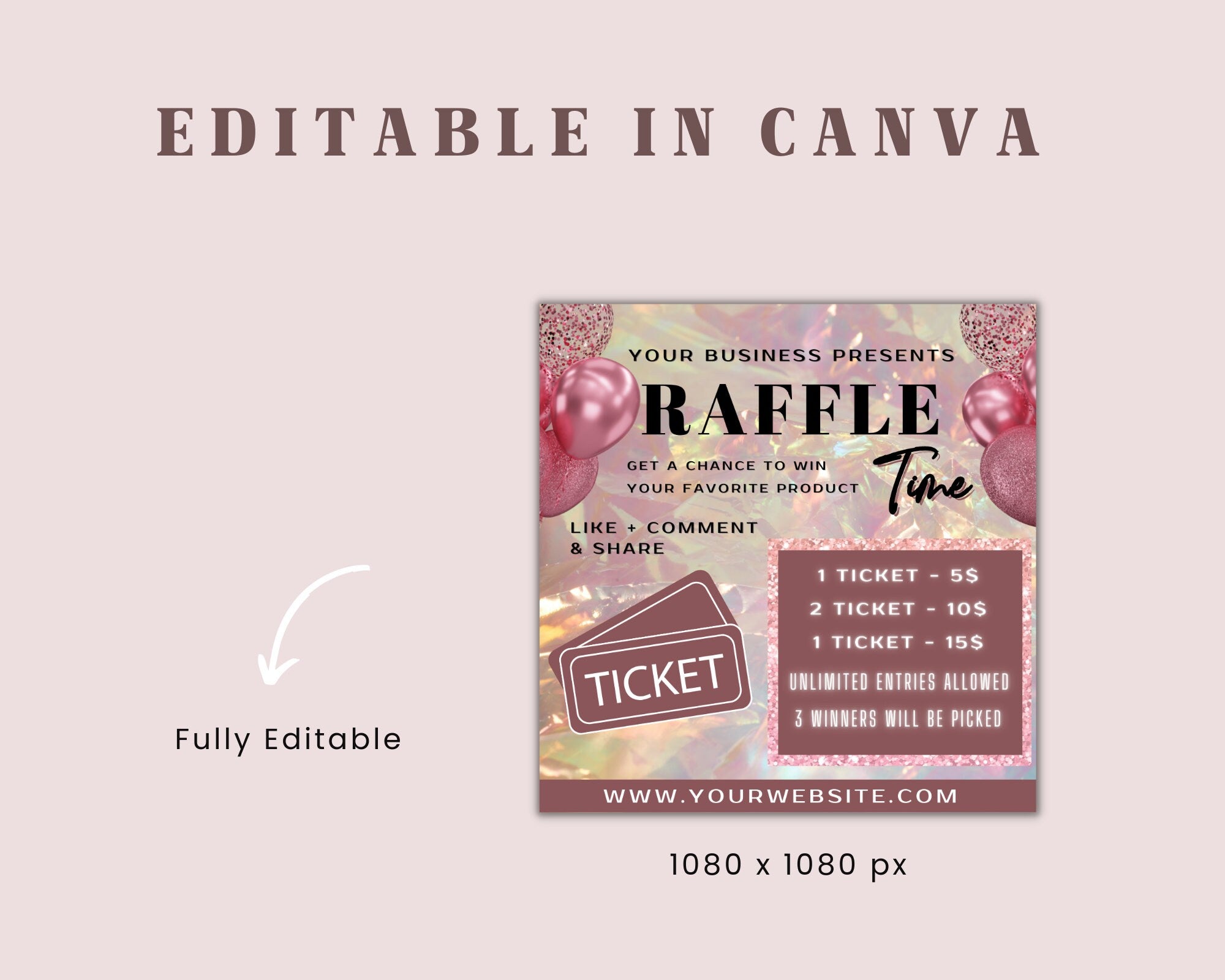 Raffle Ticket Template, Flyer Template, Logos and Branding, Business Flyer, Nail Raffle Flyer, Instagram Flyer, Hair Raffle Flyer