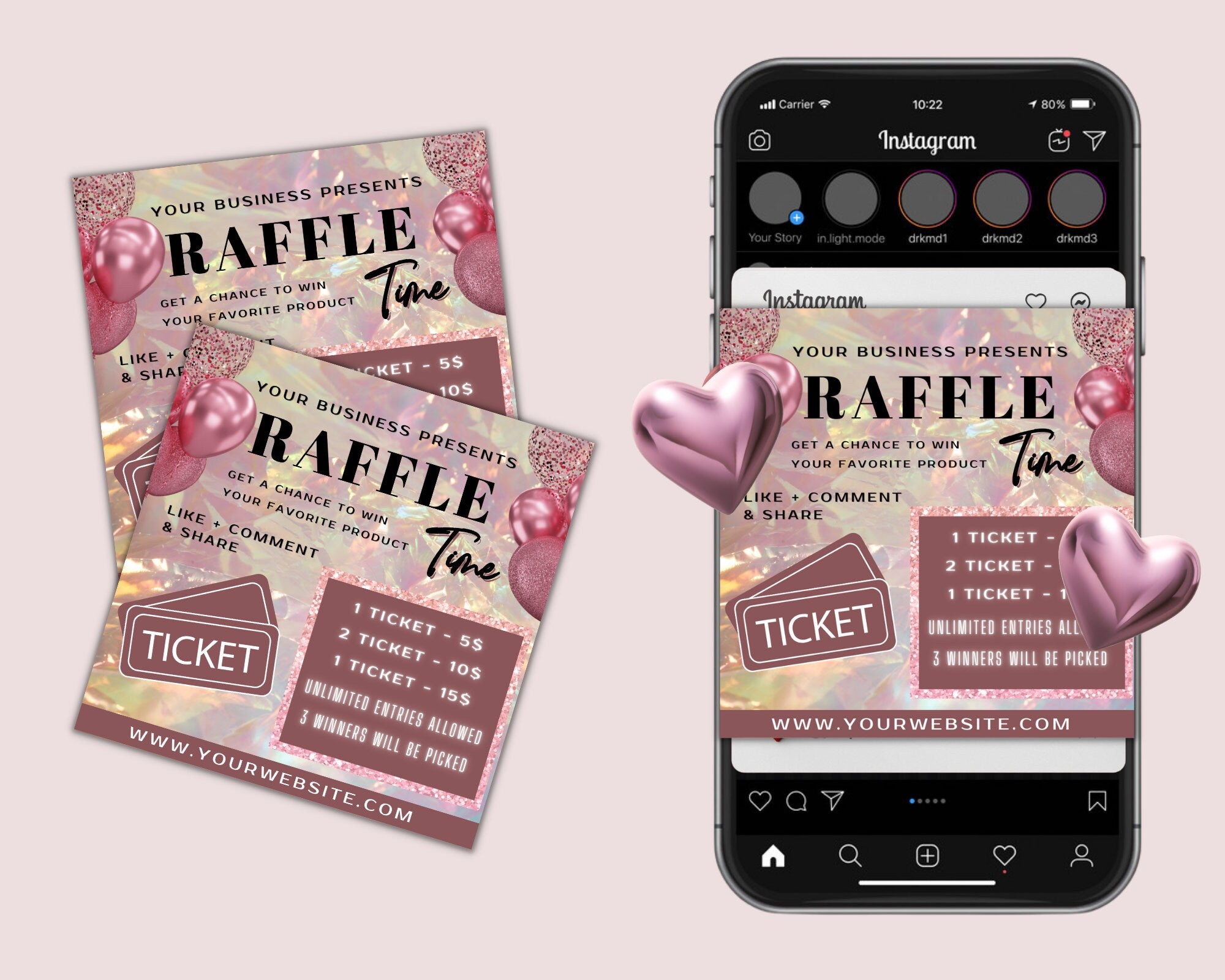 Raffle Ticket Template, Flyer Template, Logos and Branding, Business Flyer, Nail Raffle Flyer, Instagram Flyer, Hair Raffle Flyer