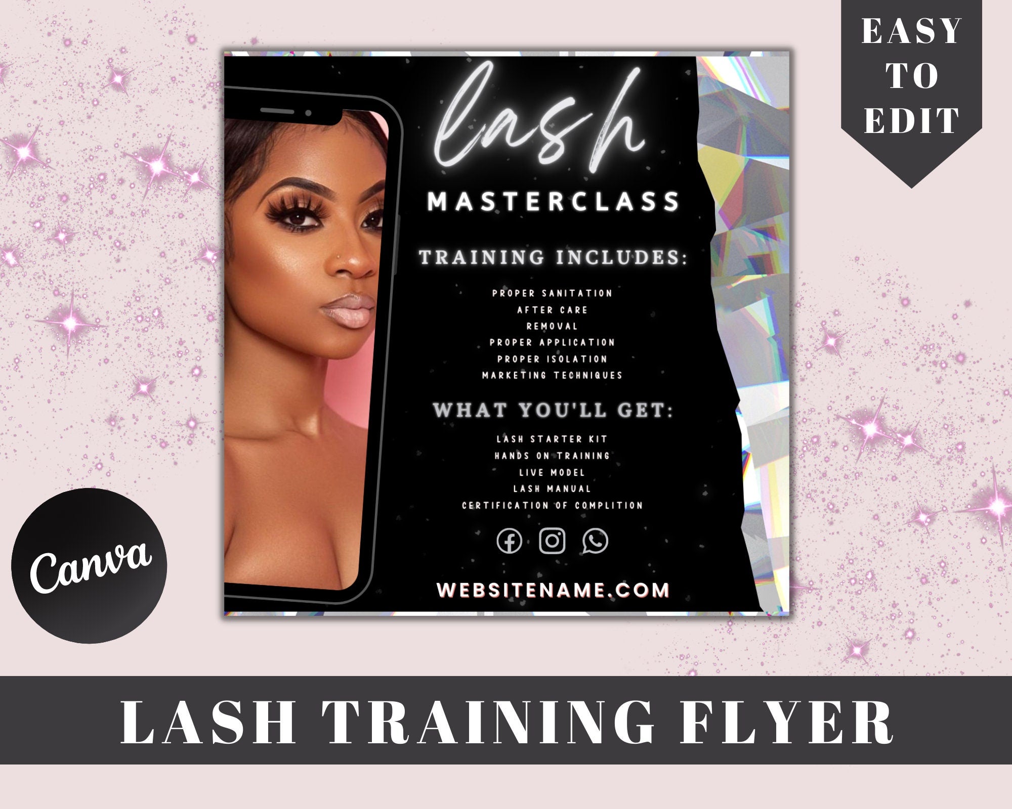 Training Flyer, Beauty Flyer, Lash Business, Lash Training Flyer, Instagram Flyer, Black And White, Minimal Flyer, Social Media Flyer