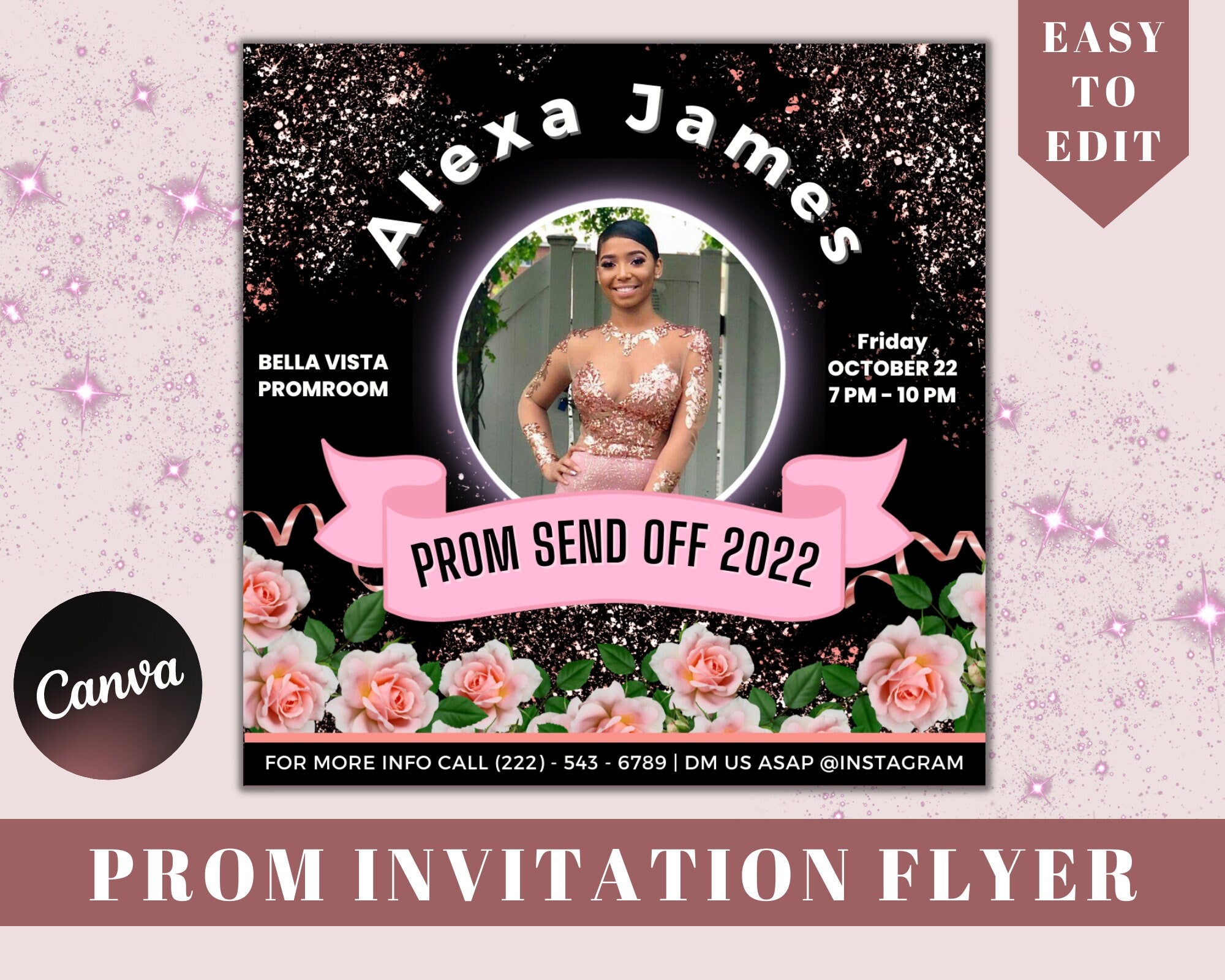 Prom Invitation, Prom Event Flyer, Senior Prom Flyer, Prom Event Poster, Prom Party Invite, Prom Celebration, Prom Night Invite