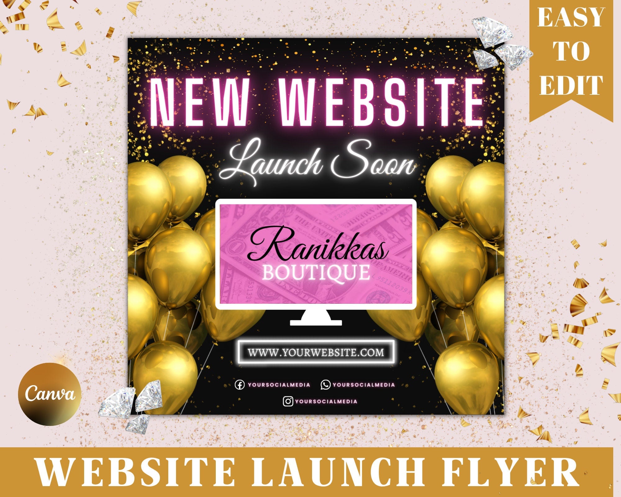 Official Website Launch Flyer, Branding Flyer, Grand Opening Flyer, Shop Opening, Book Now Appointment, Hairstylist Flyer, Web launch Flyer