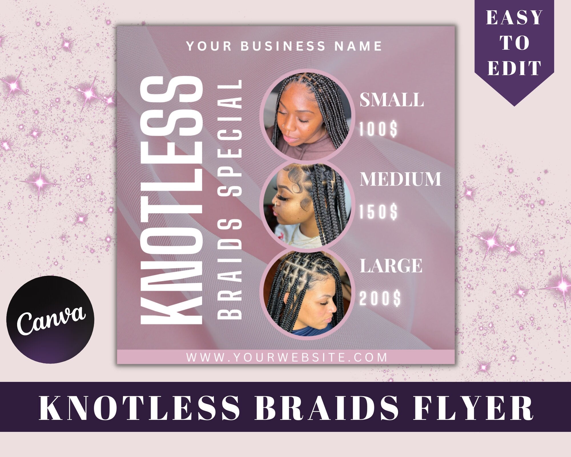 Knotless Braids Flyer, Braid Special Flyer, Braids Flyer, Hair Pricing Flyer, Wig Flyer, Hair Sale Flyer, Beauty Flyer, Braids