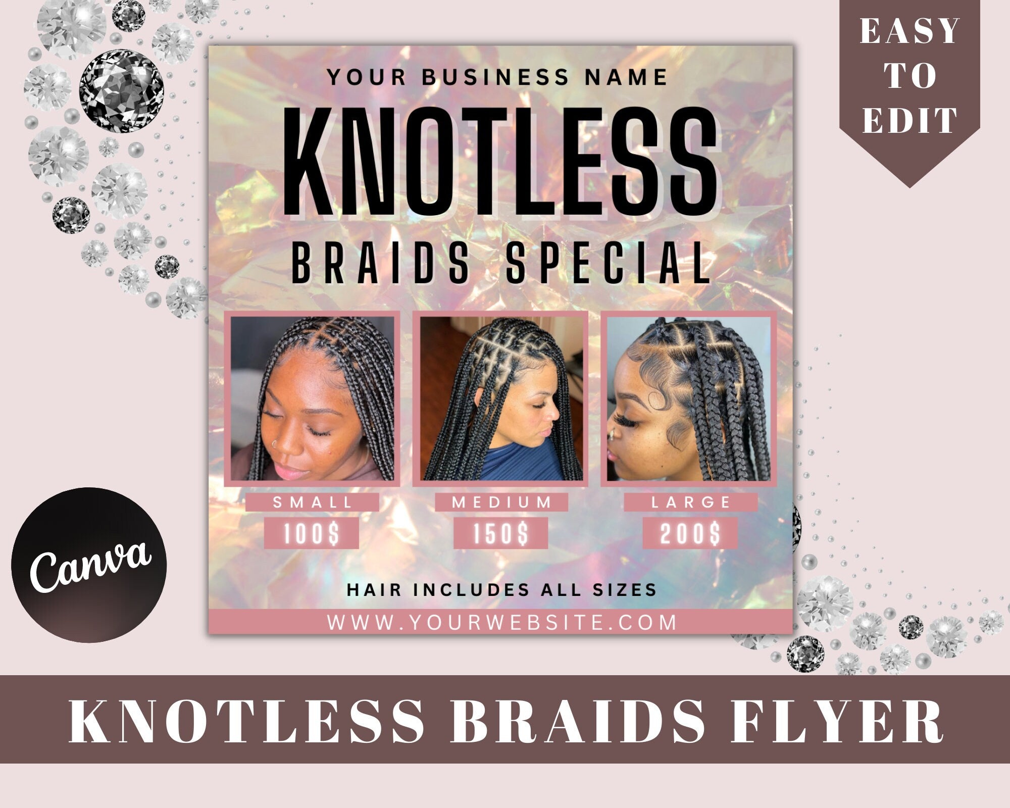 Braids Flyer, Braid Special Flyer, Knotless Braids Flyer, Braids Flyer, Hair Pricing Flyer, Wig Flyer, Hair Sale Flyer, Beauty Flyer